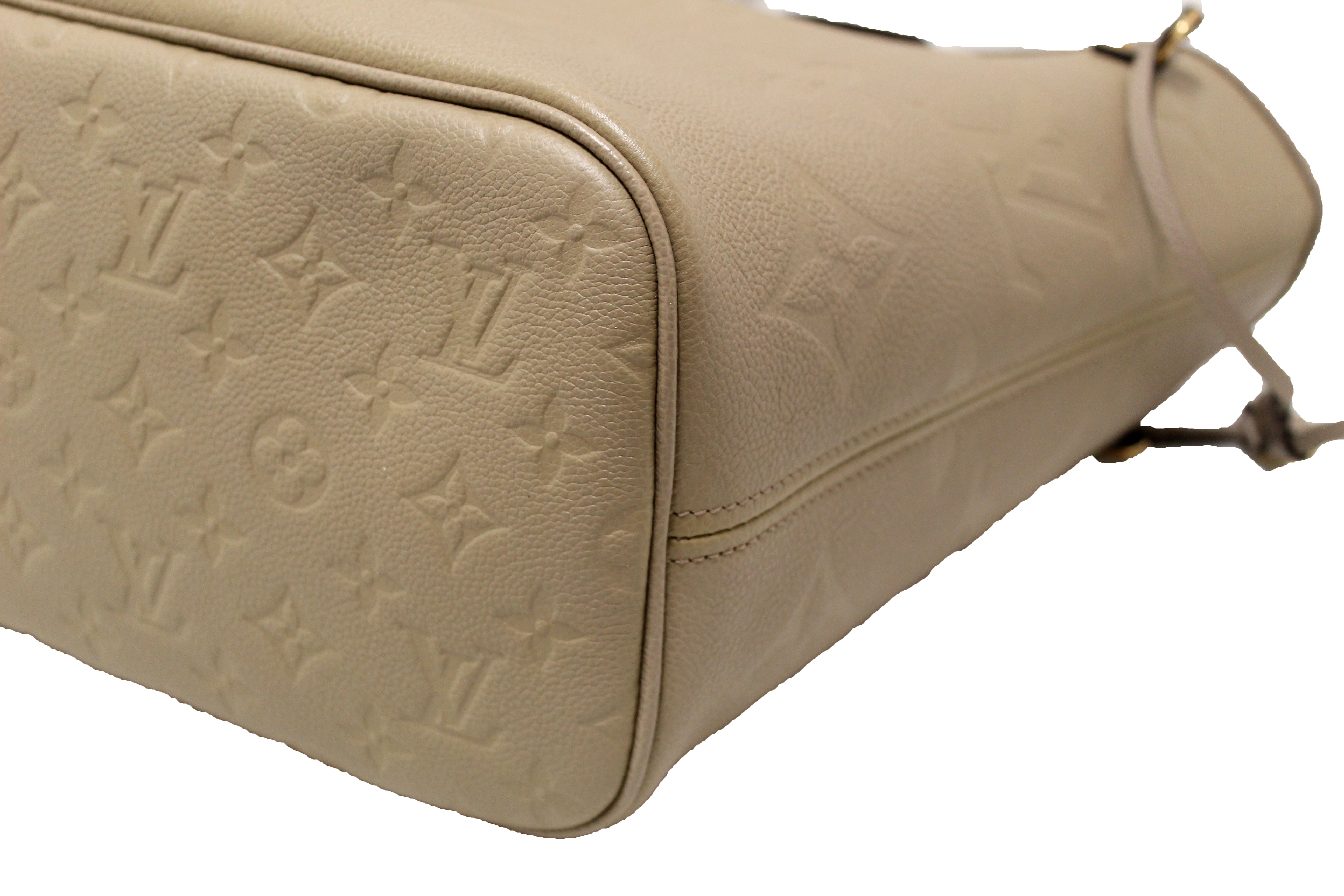 Authentic Louis Vuitton Turtledove Monogram Empreinte Leather Neverfull MM Shoulder Tote