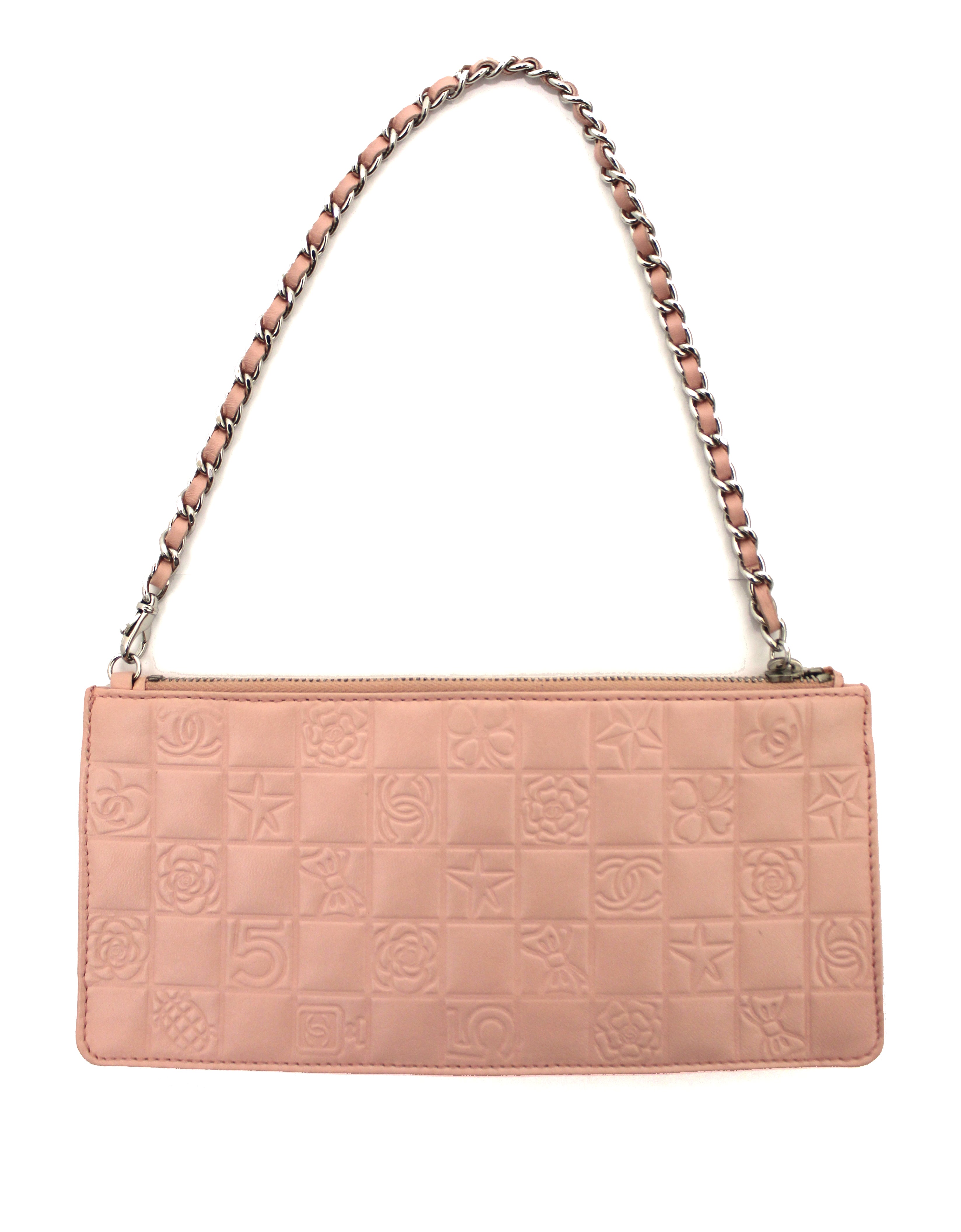 Authentic Chanel Pink Lambskin Leather Lucky Precious Symbols