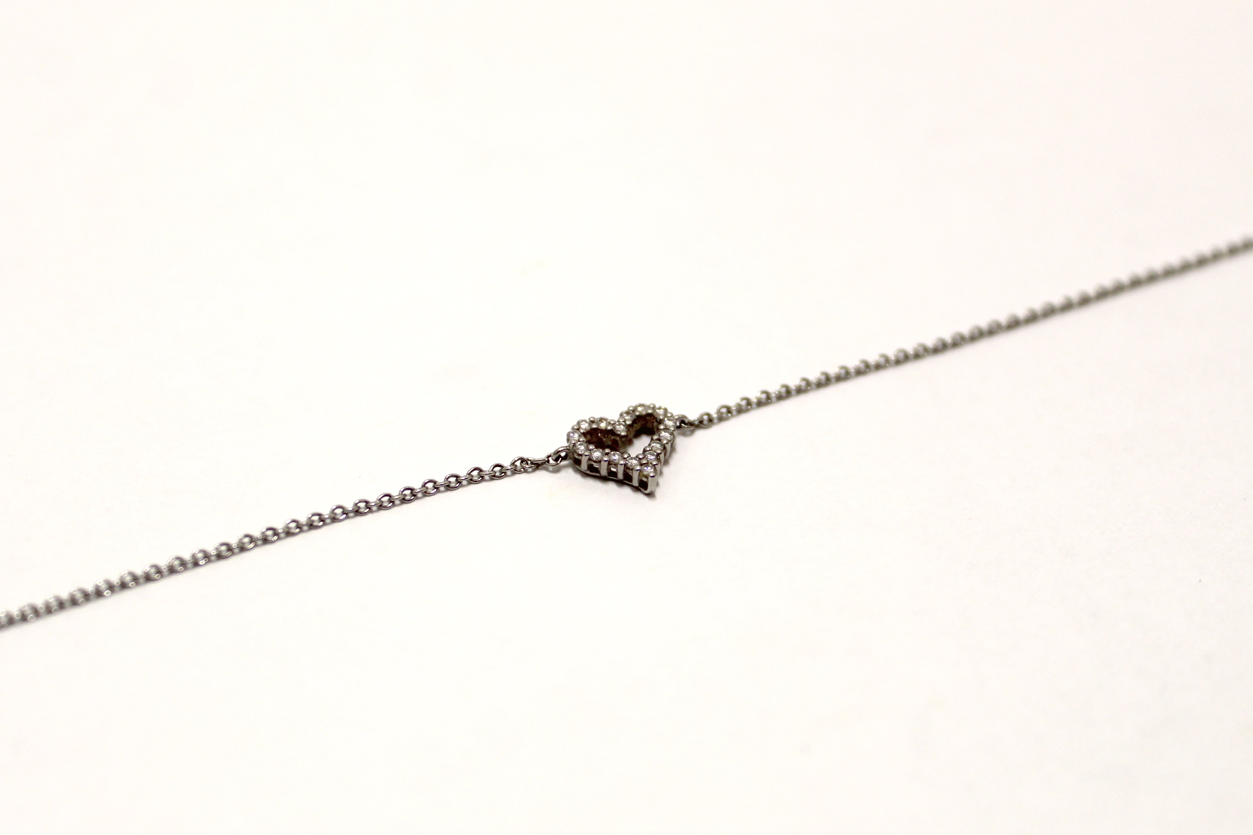 Authentic Tiffany & Co. Platinum Diamond Open Heart Bracelet