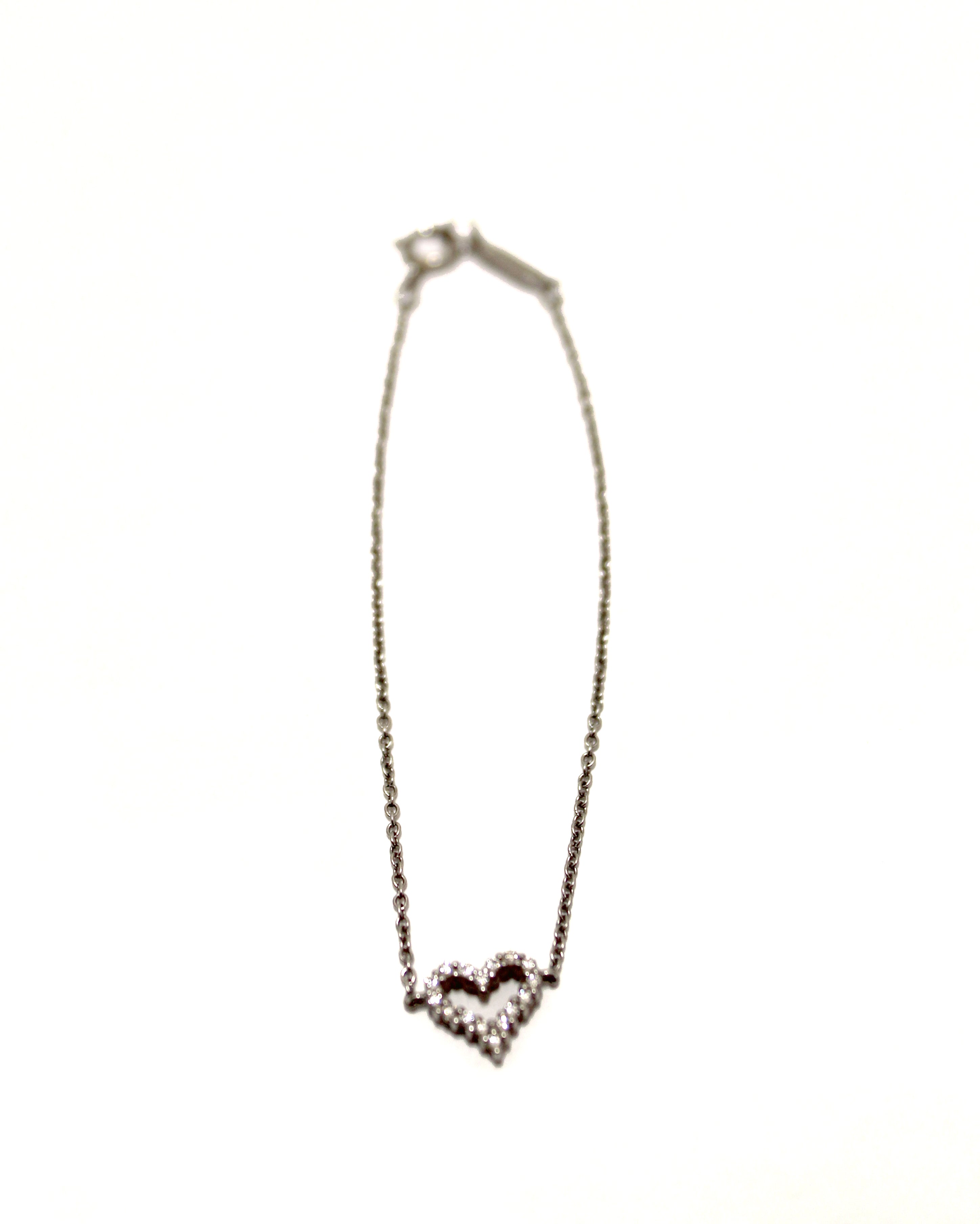 Authentic Tiffany & Co. Platinum Diamond Open Heart Bracelet