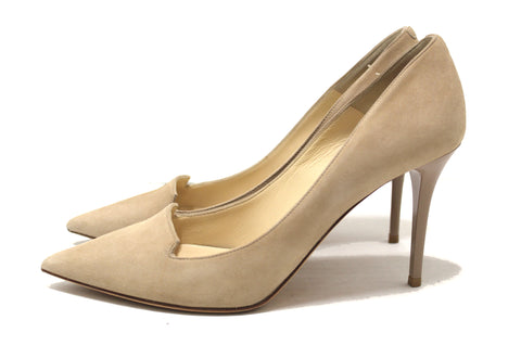 Authentic Jimmy Choo Beige Pointed Toe Suede Heels Size 37.5