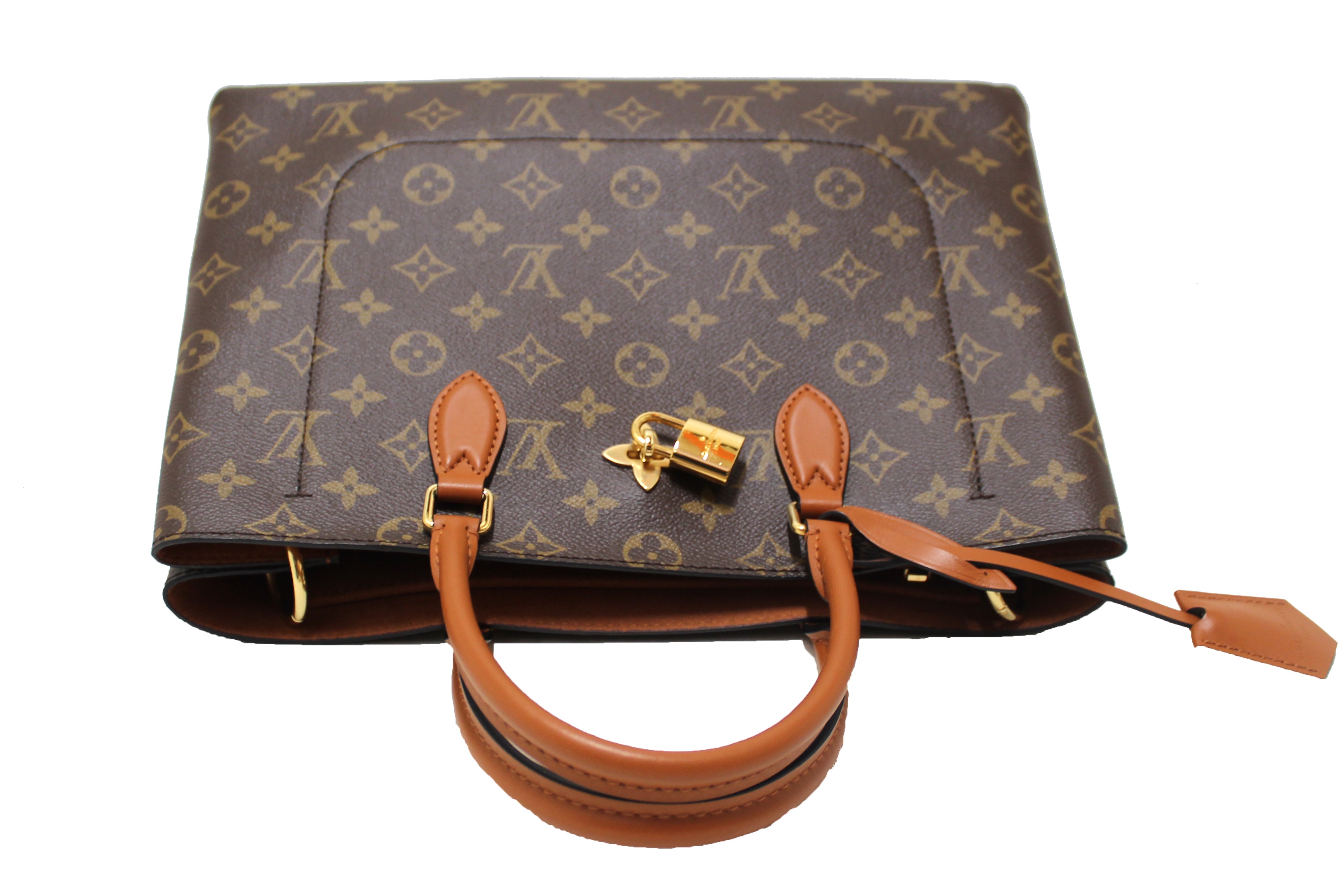 Authentic Louis Vuitton Caramel Monogram Flower Tote Handbag/Shoulder Bag