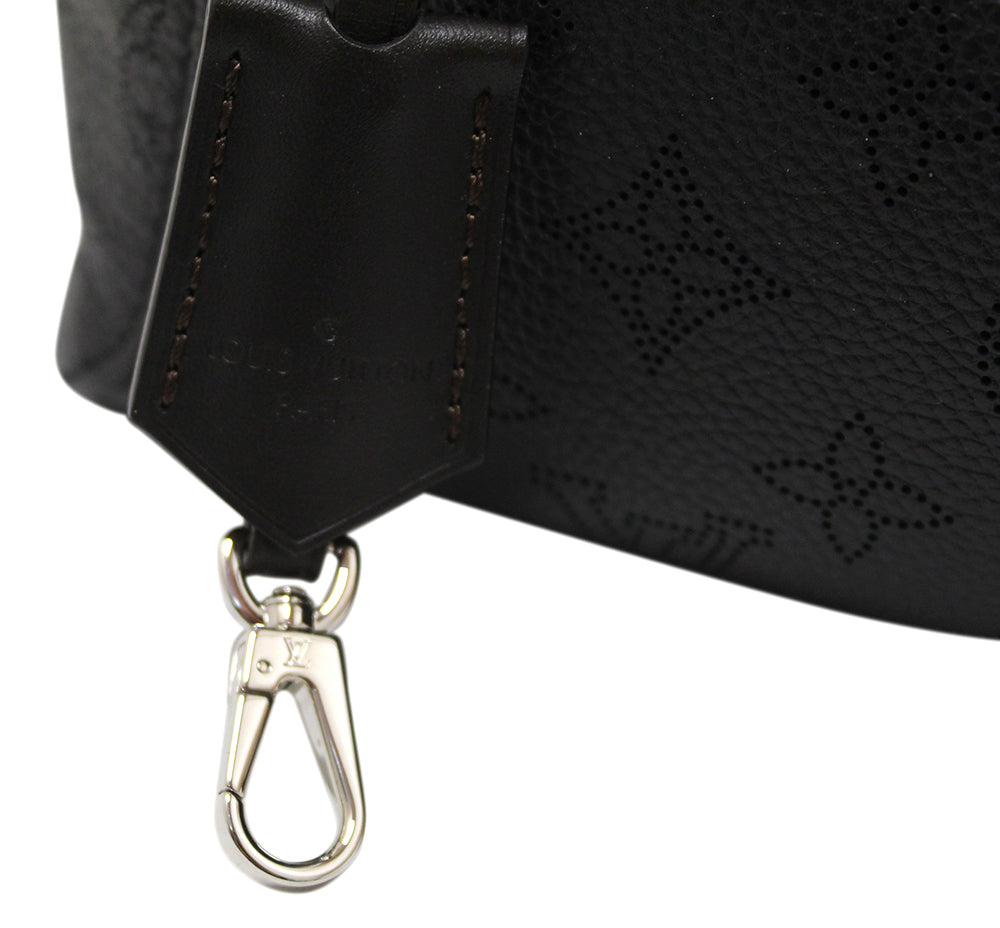 Authentic Louis Vuitton Black Mahina Leather Hina PM Tote Bag