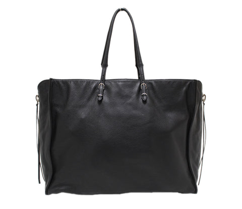 Authentic Balenciaga Black Calfskin Leather Papier Ledger Zip Around Bag