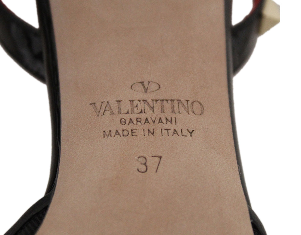 Authentic Valentino Garavani Rockstud Alcove Black Patent Leather Slingback Pump 60MM Size 7