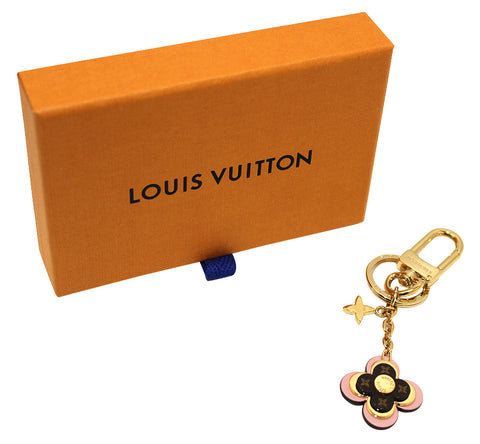 Authentic Louis Vuitton Monogram Blooming Flowers BB Bag Charm Key Holder Pink