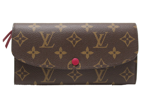 Authentic NEW Louis Vuitton Classic Monogram Emilie Wallet Fuchsia