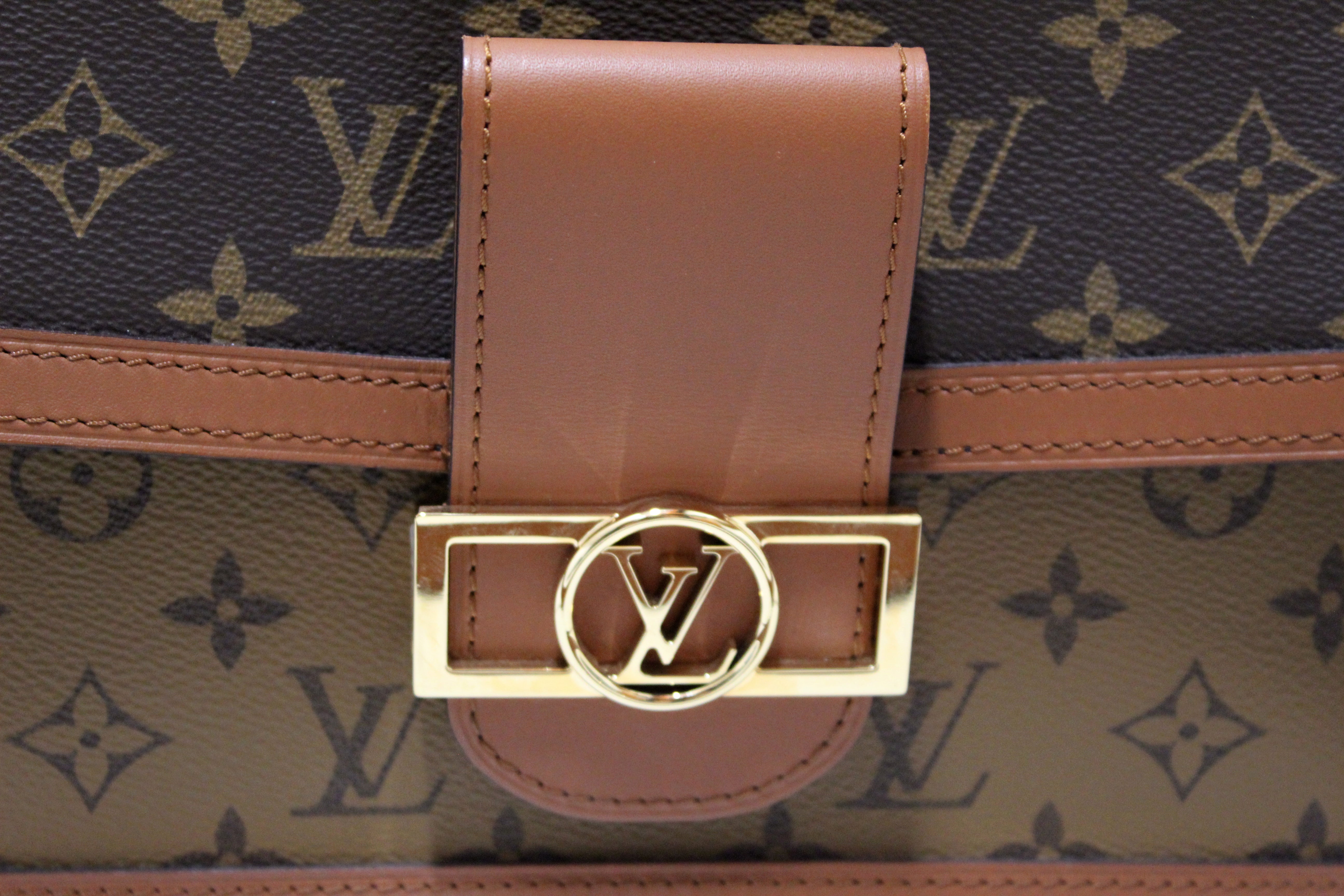 Authentic Louis Vuitton Classic Monogram And Monogram Reverse Canvas Dauphine MM Shoulder Bag
