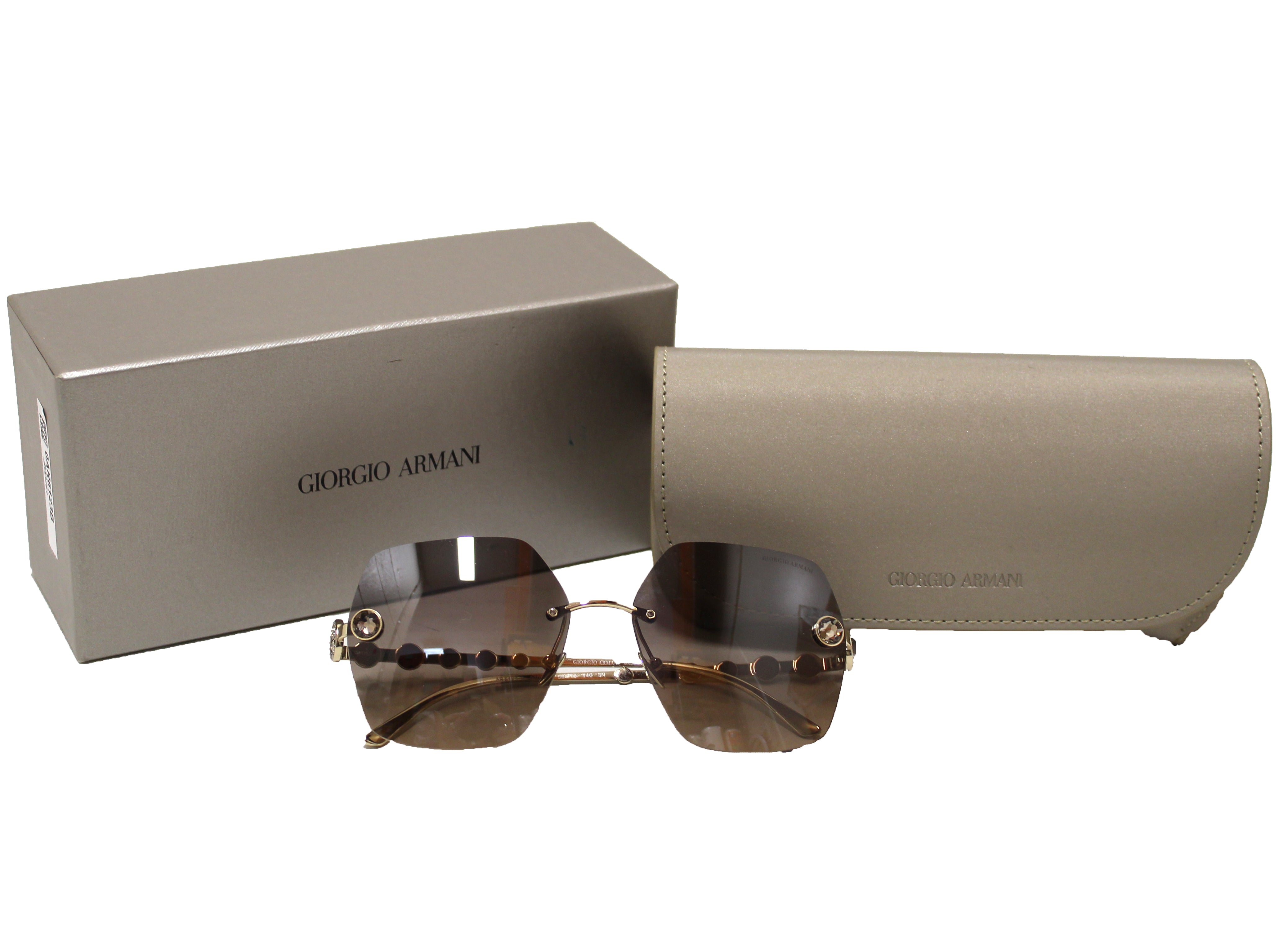 Authentic Giorgio Armani Gold with Crystal Frame Irregular Sunglasses