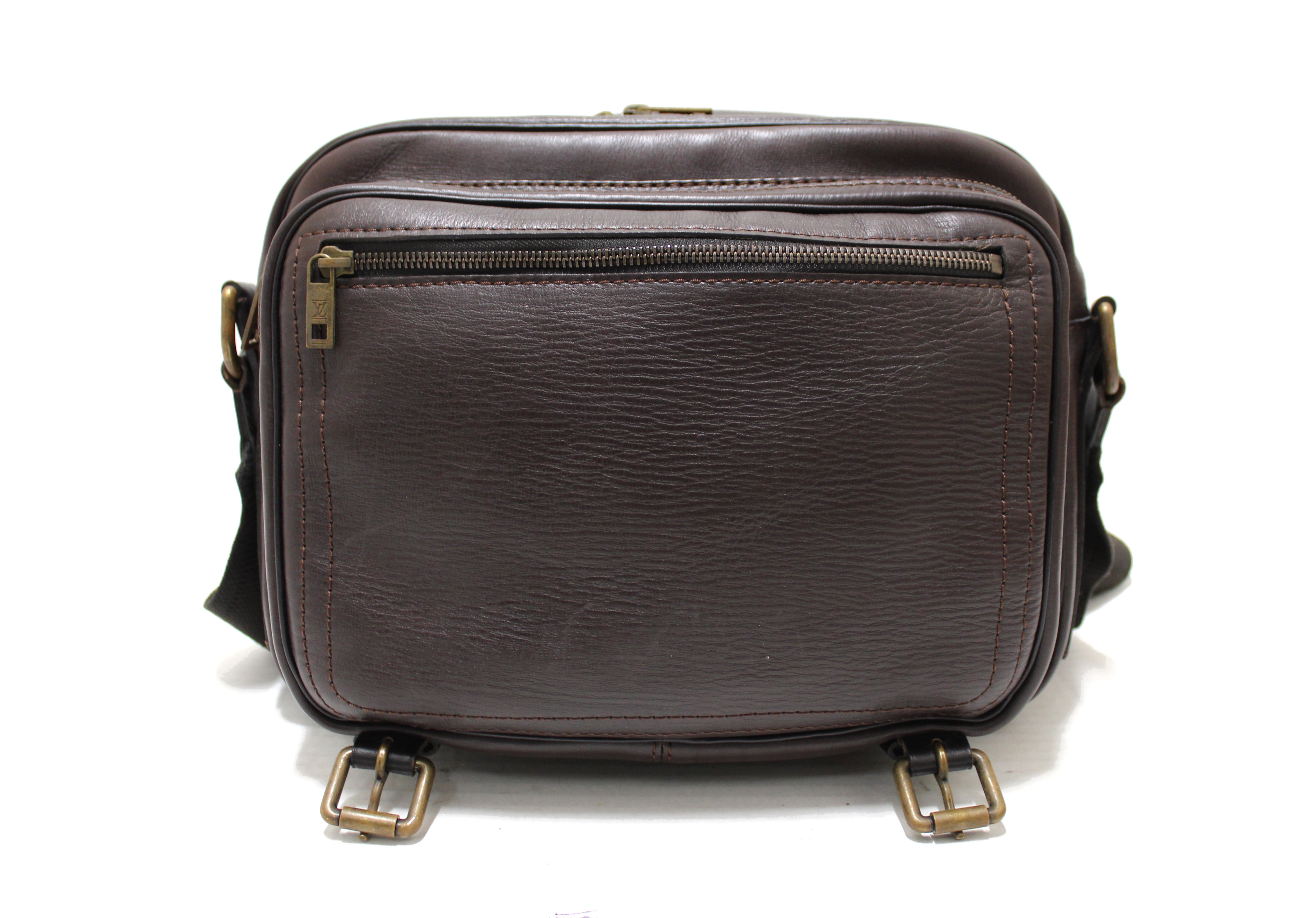 Authentic Louis Vuitton Utah Leather Reporter Cafe Messenger Crossbody Bag