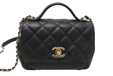 Authentic Chanel Black Caviar Leather Small Business Affinity Messenger Crossbody Bag