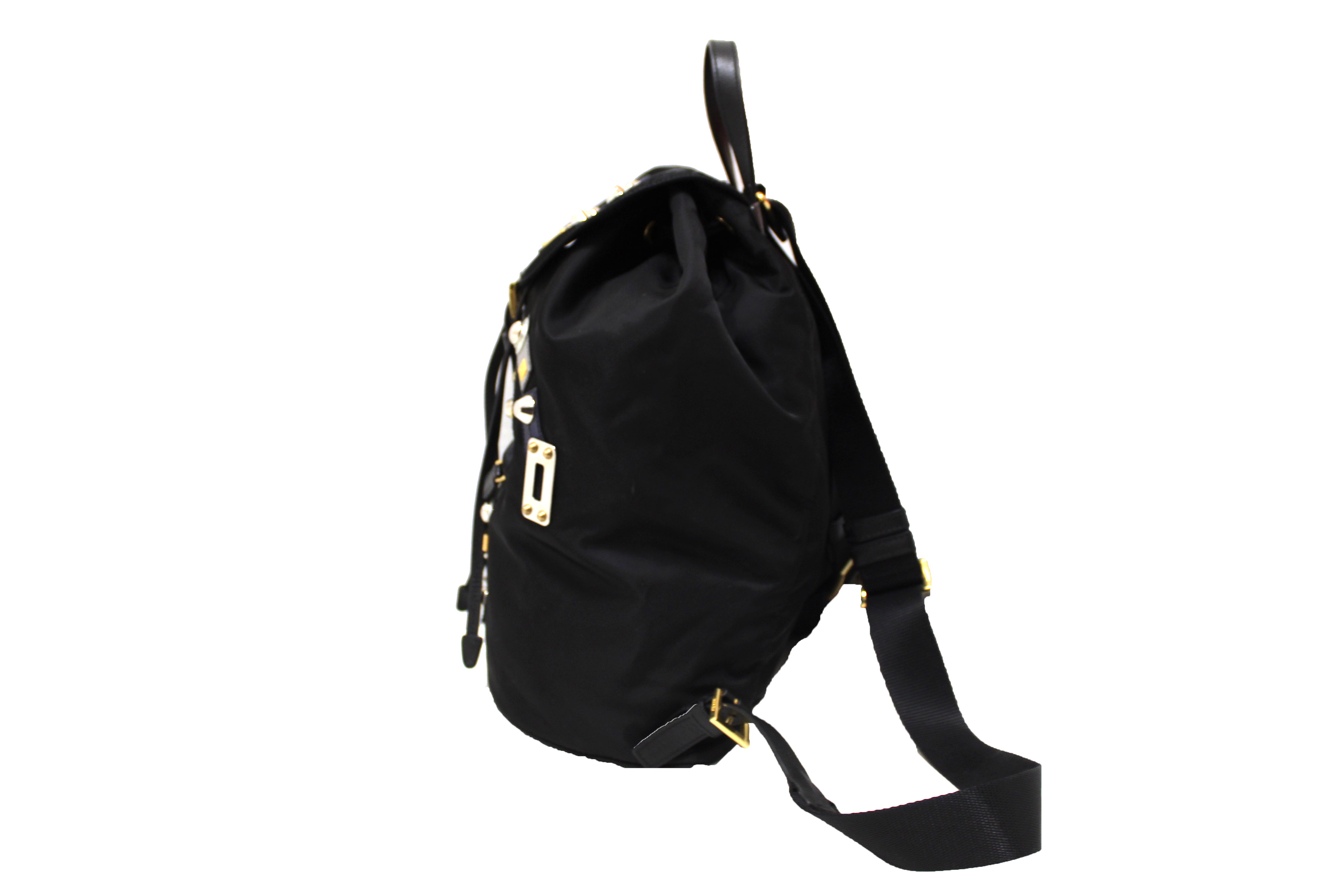 PRADA Re-Nylon Tessuto Saffiano Medium Backpack Black 1297982