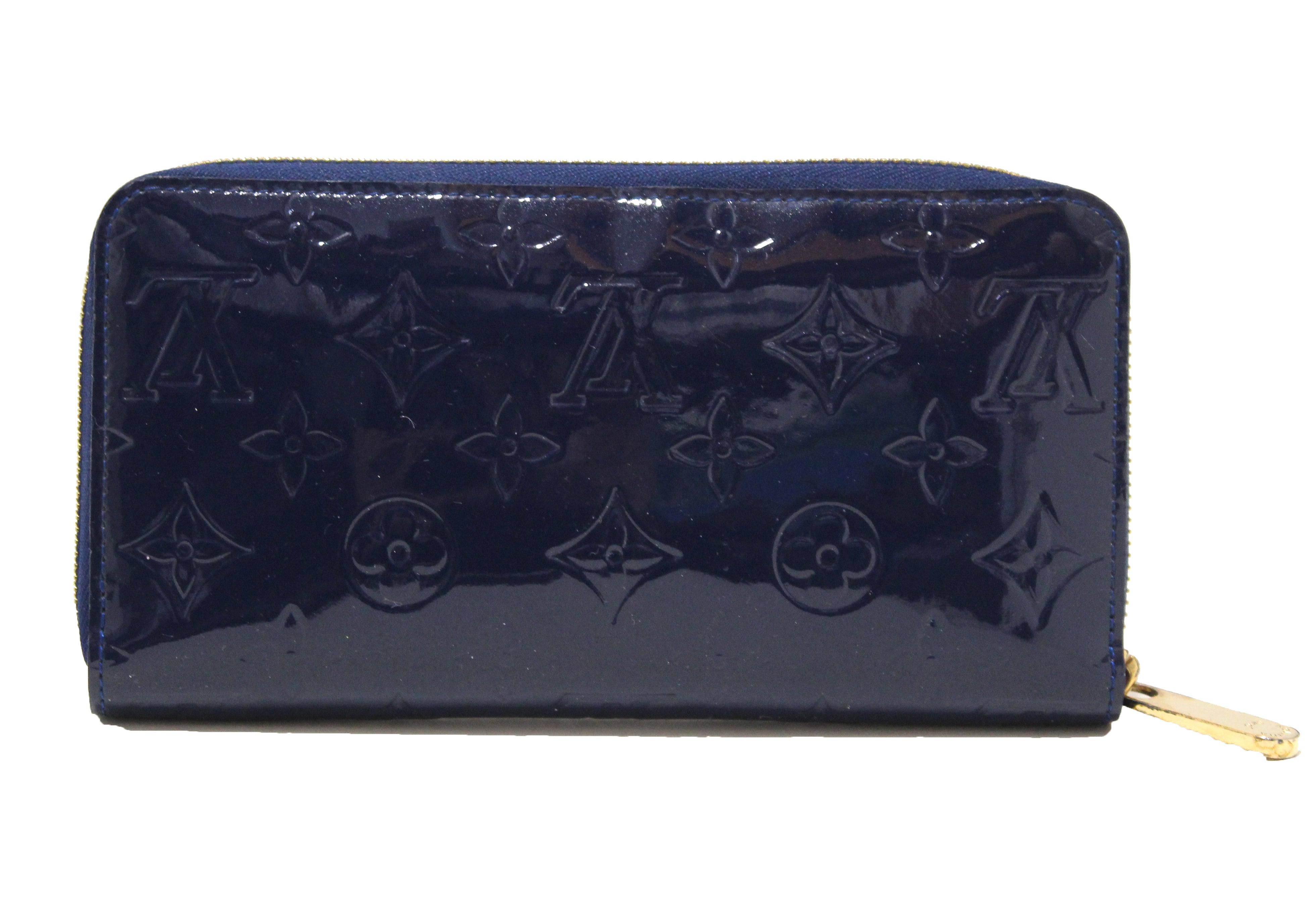 Authentic Louis Vuitton Monogram Blue Vernis Leather Zippy Wallet