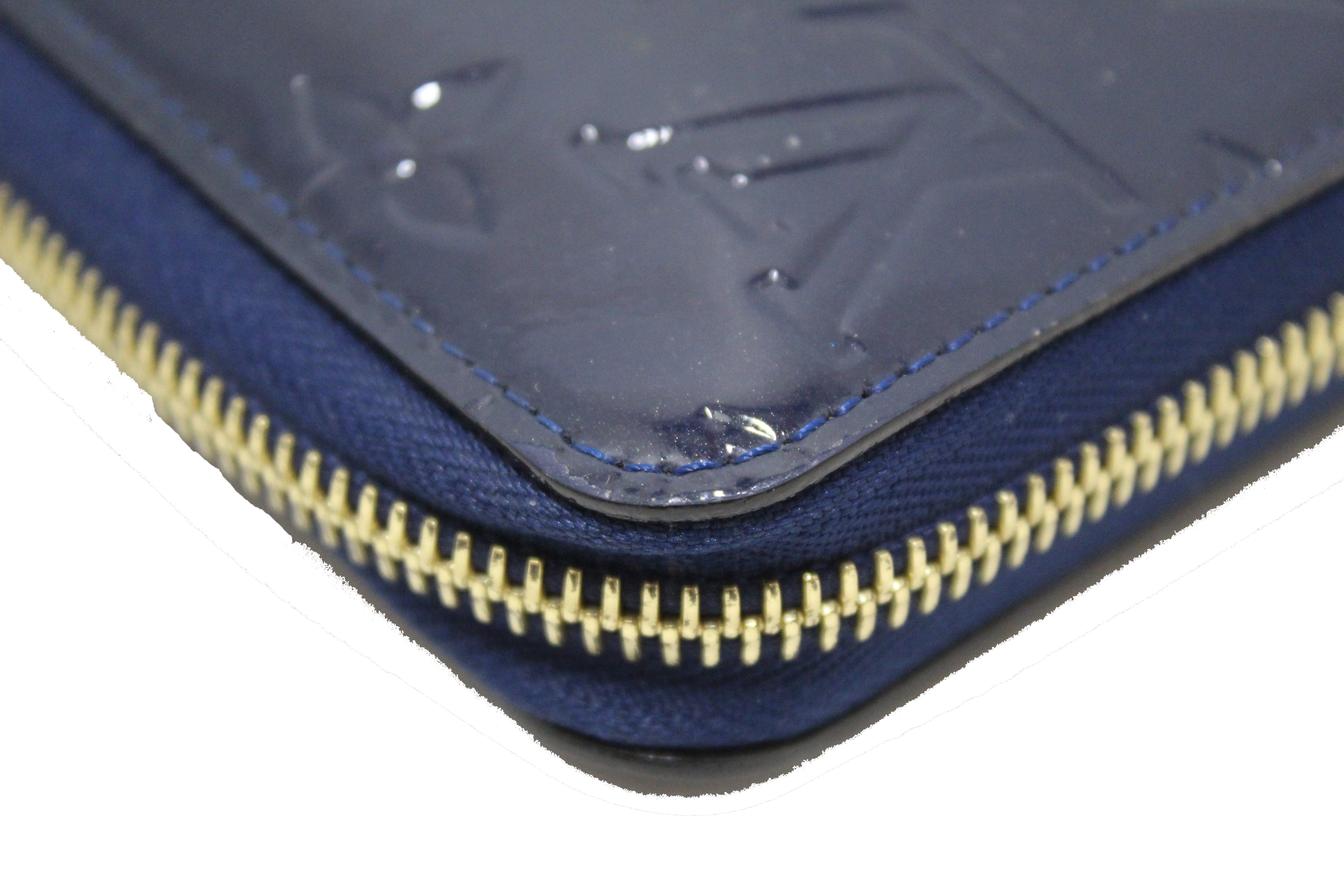 Authentic Louis Vuitton Monogram Blue Vernis Leather Zippy Wallet