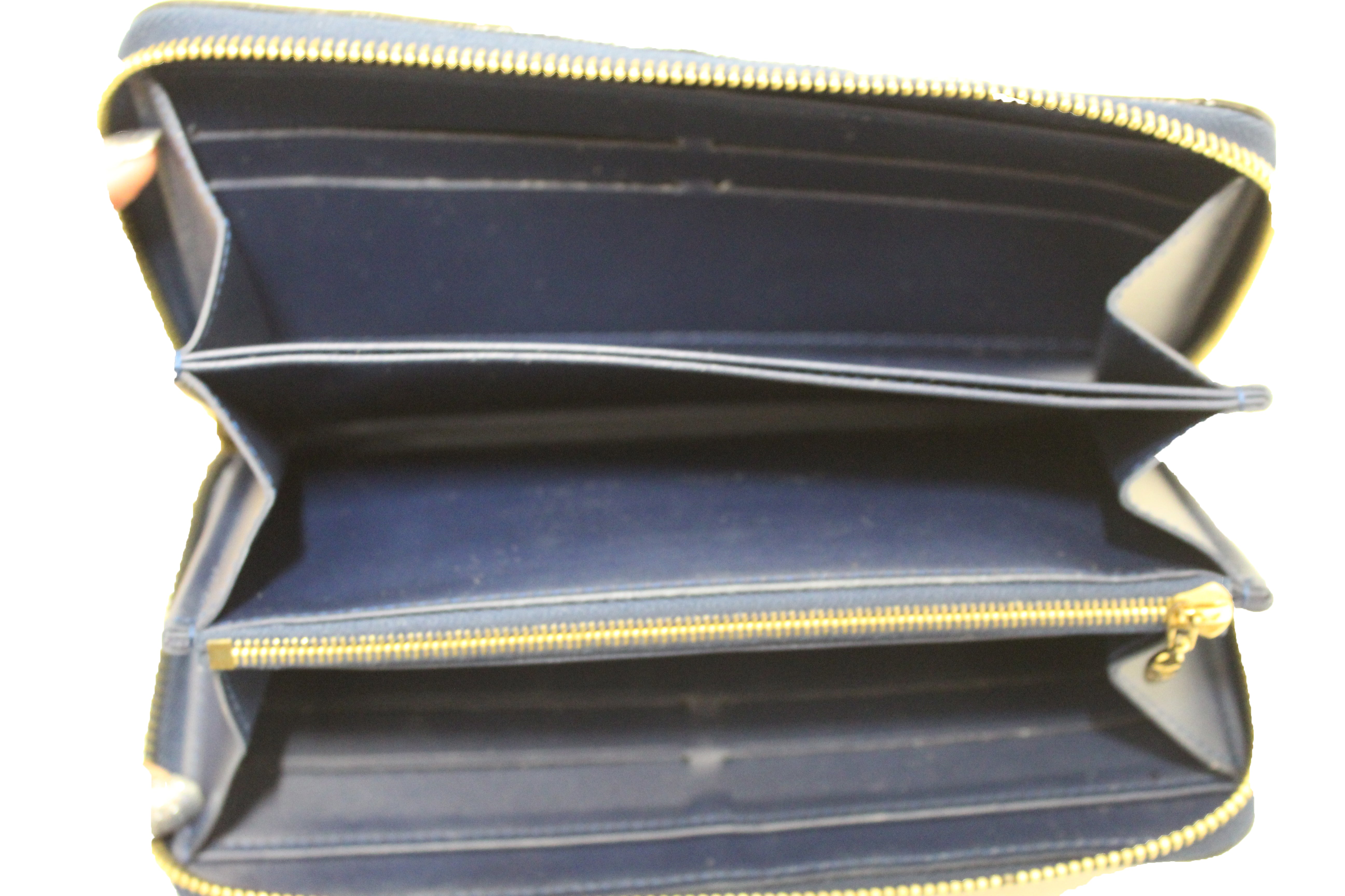 Louis Vuitton Zippy Wallet Ombre Monogram Vernis Blue 481379