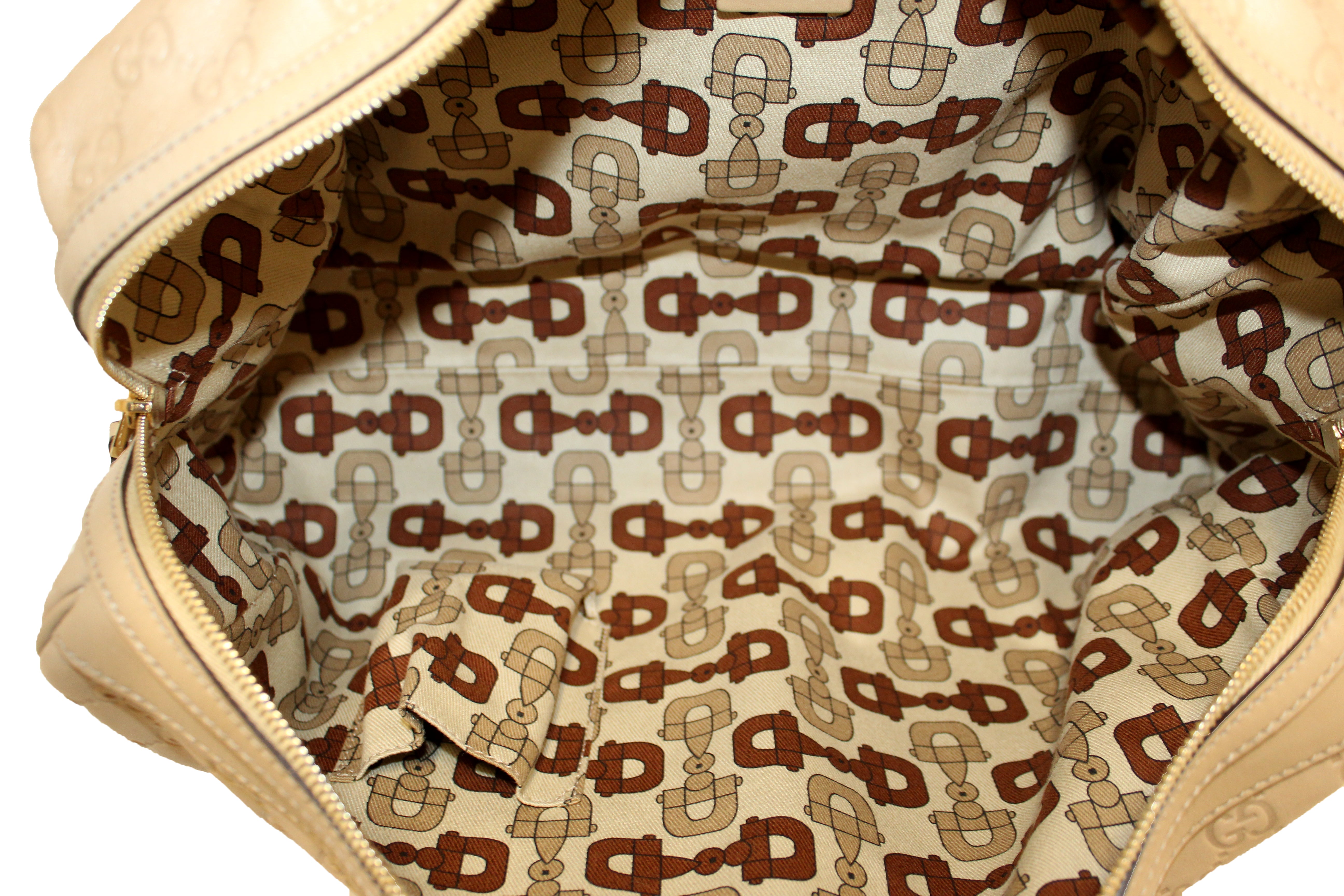 Authentic NEW Gucci Beige Guccissima Leather Medium Britt Boston Bag