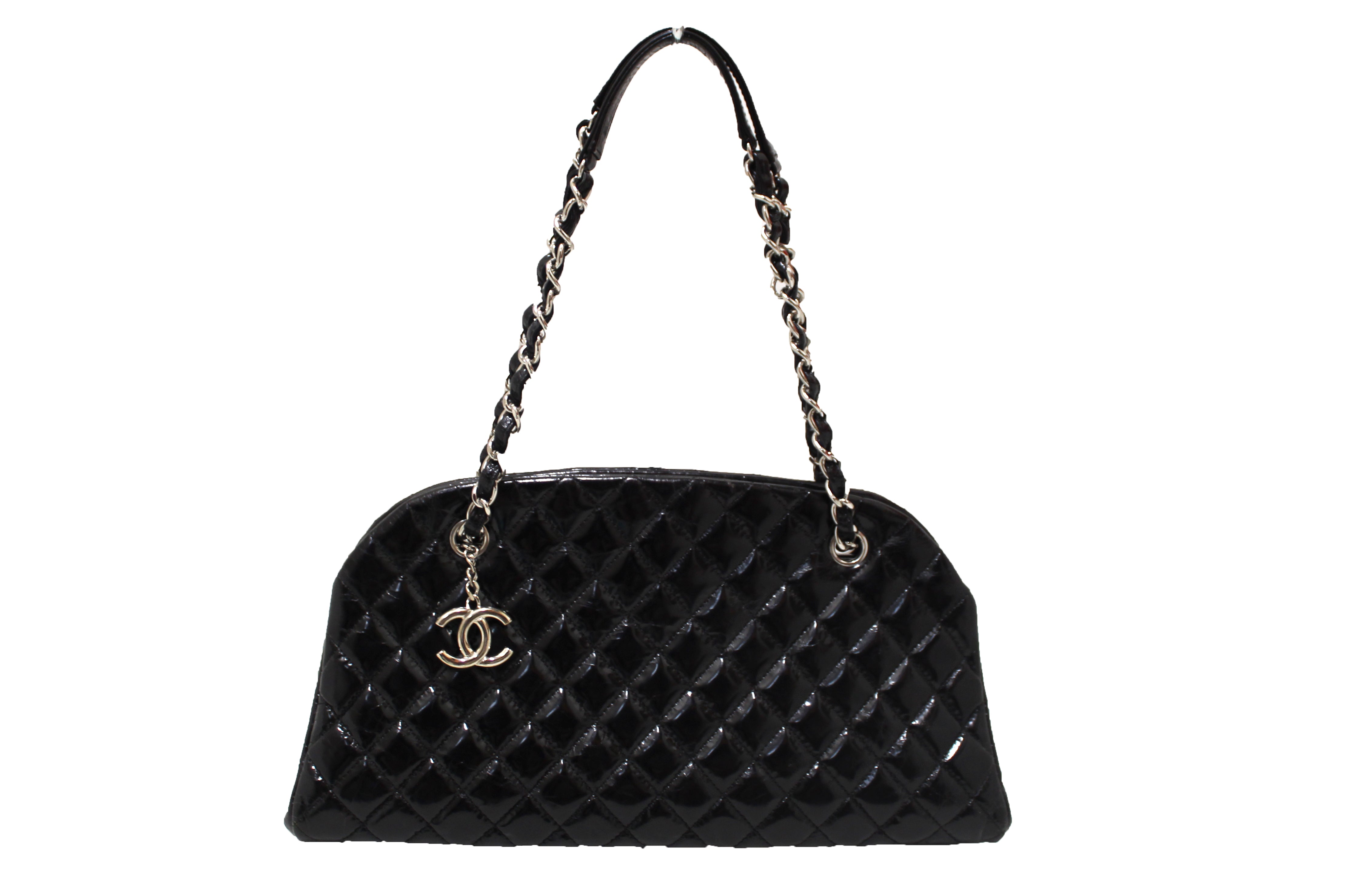 Chanel Black Quilted Patent Leather Small Just Mademoiselle Bowler