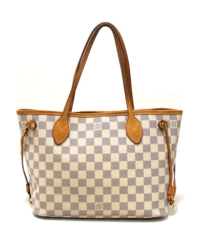 Authentic Louis Vuitton Damier Azur Canvas Neverfull PM Shoulder Tote Bag