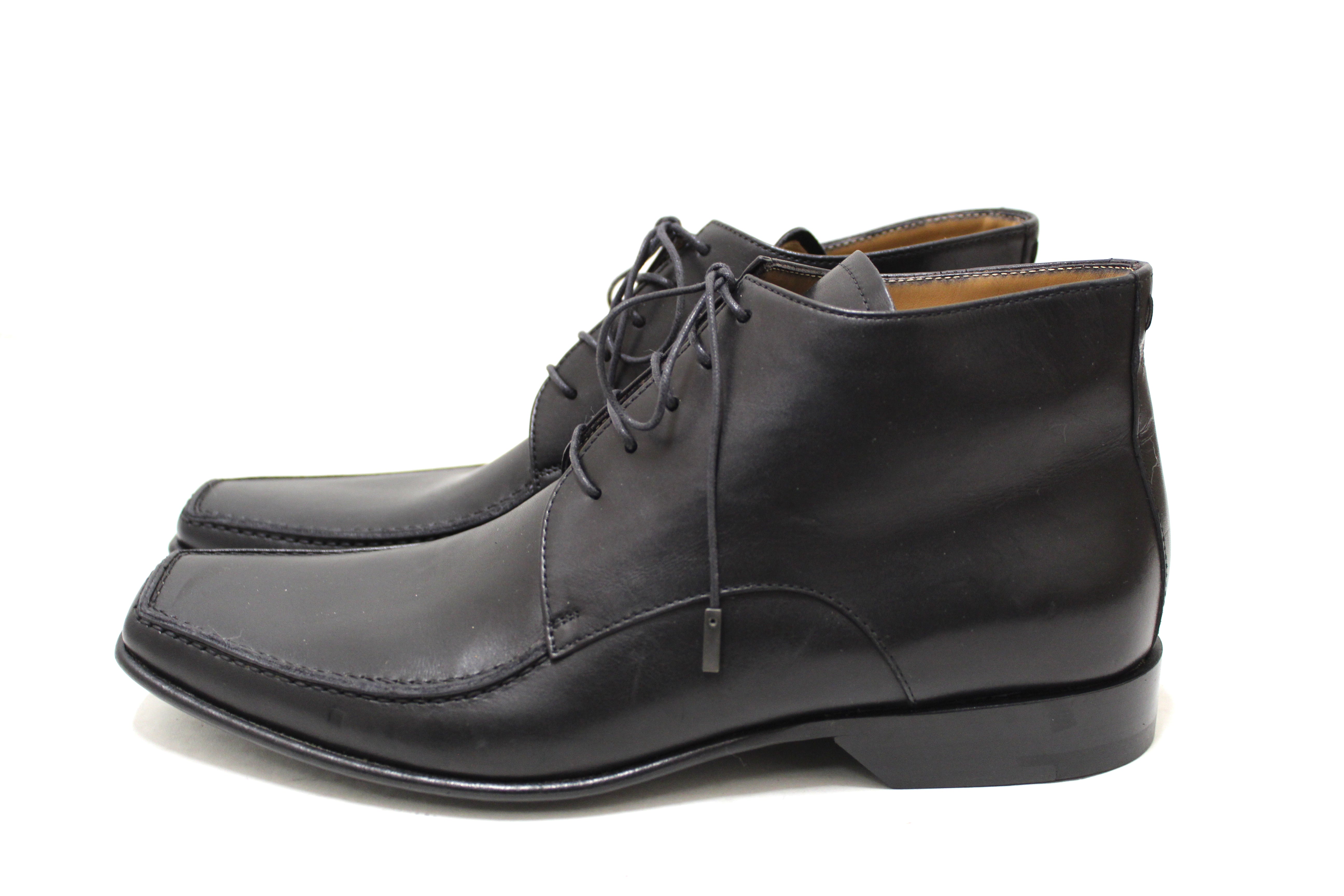 Authentic Louis Vuitton Men's Black Calf Leather Lace Dress Shoes Boot Paris Station Shop Authentic Louis Vuitton Men's Black Calf Leather Lace Dress Shoes Boot Paris Station Shop
