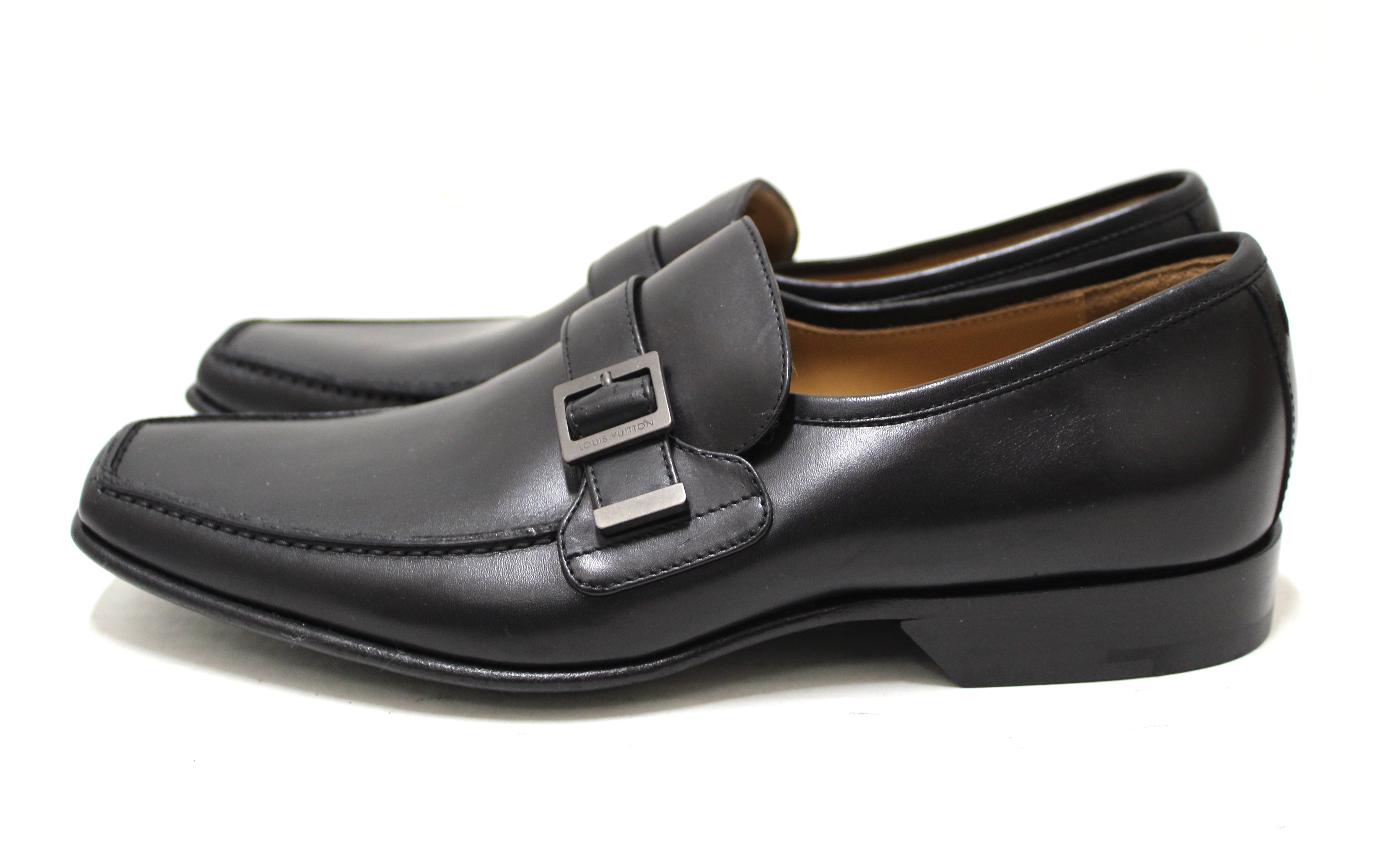 Authentic Louis Vuitton Men's Black Calf Leather Buckle Loafers Dress Paris Station Shop Authentic Louis Vuitton Men's Black Calf Leather Buckle Loafers Dress Paris Station Shop