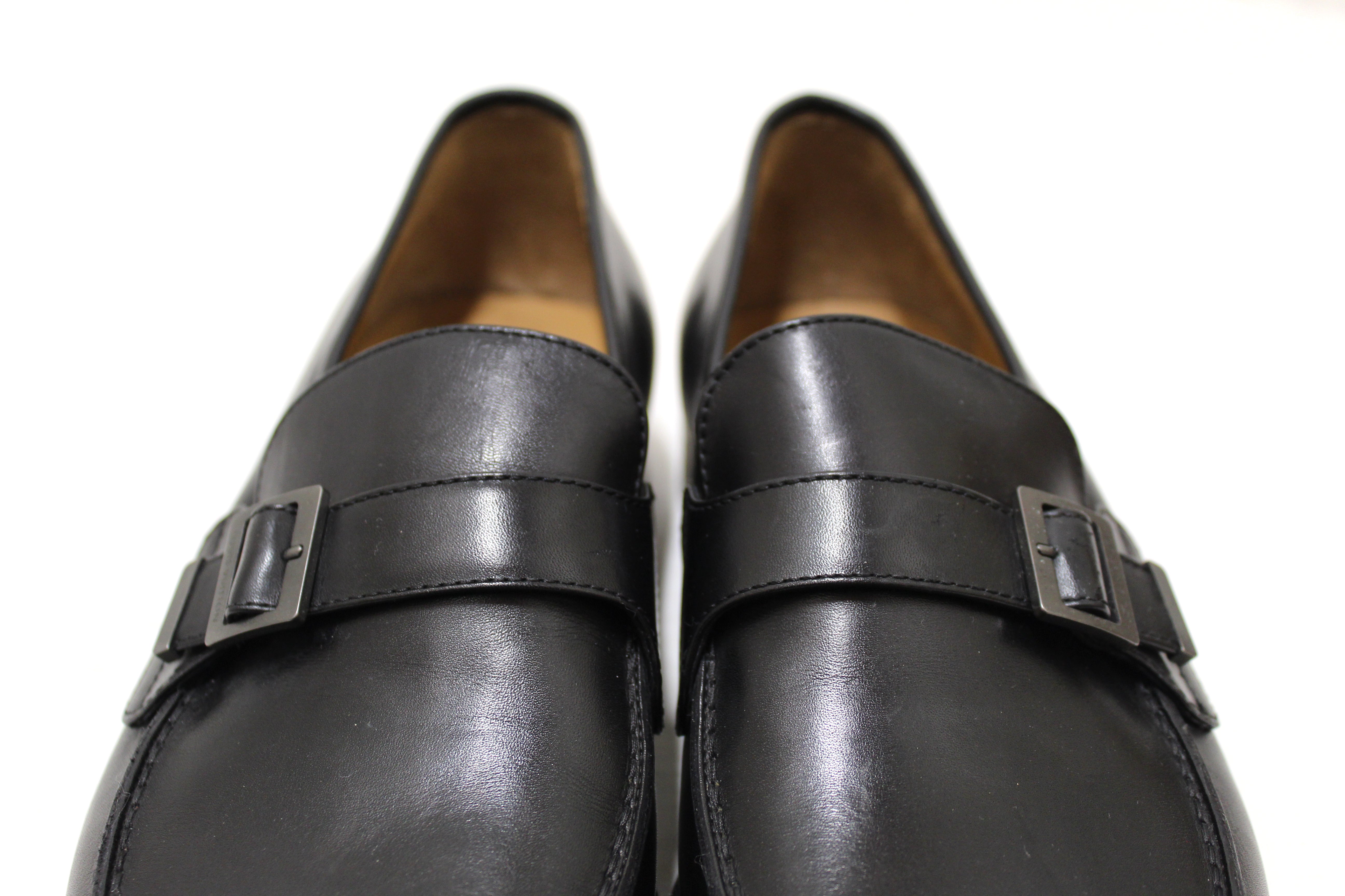 Authentic Louis Vuitton Men's Black Calf Leather Buckle Loafers