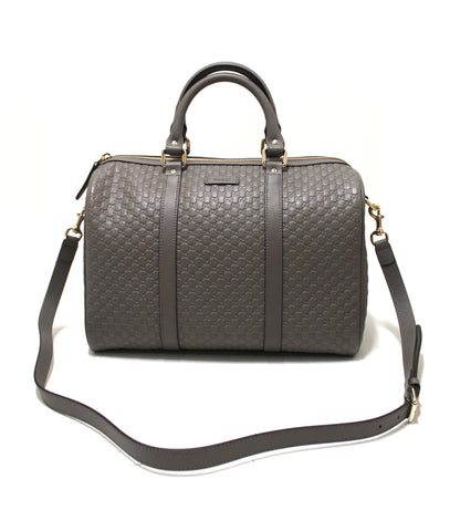 Authentic New Gucci Grey Micro-Guccissima Leather Boston Bag with Strap 449646