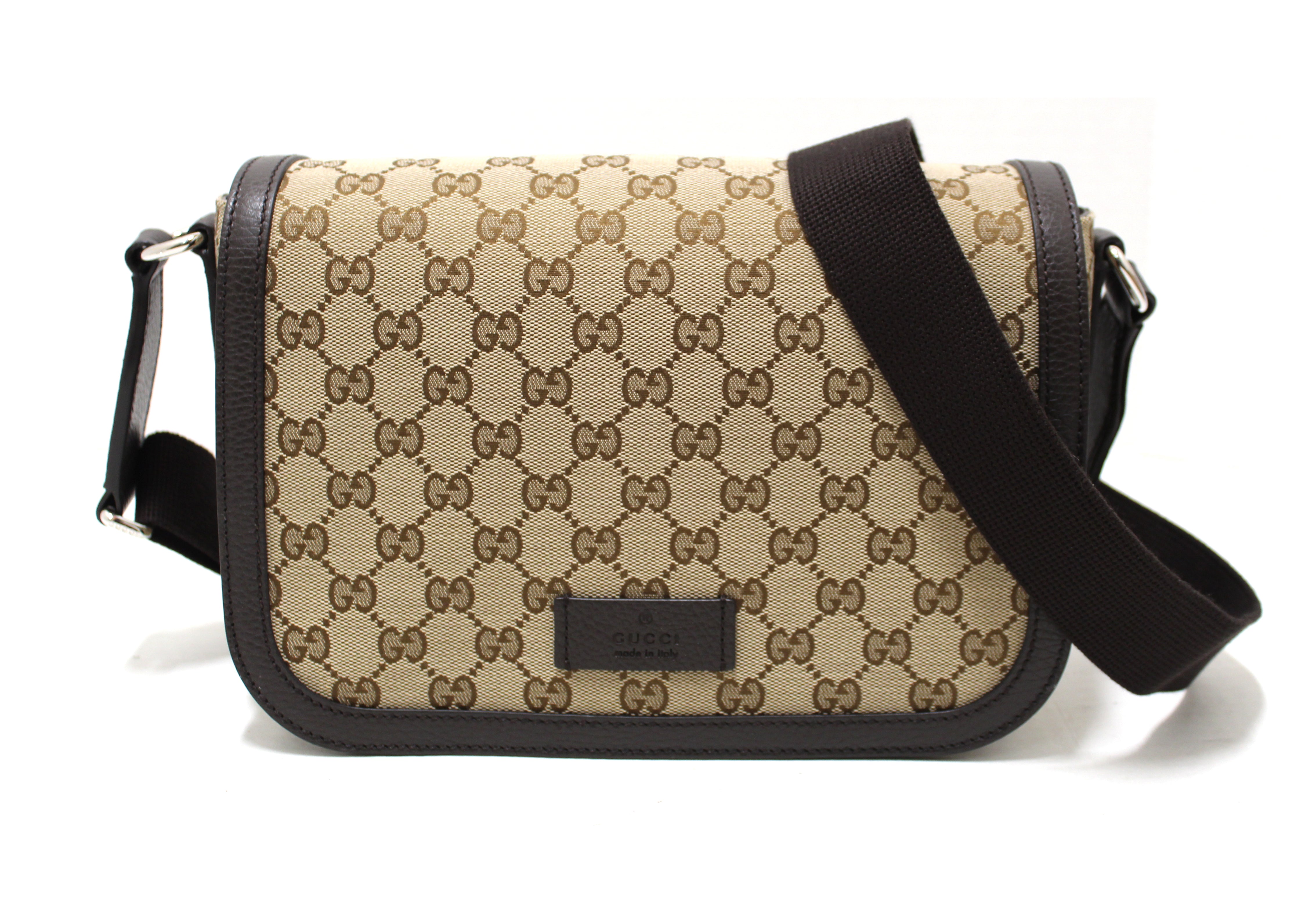 Authentic New Gucci Brown GG Medium Canvas Messenger Bag 449172
