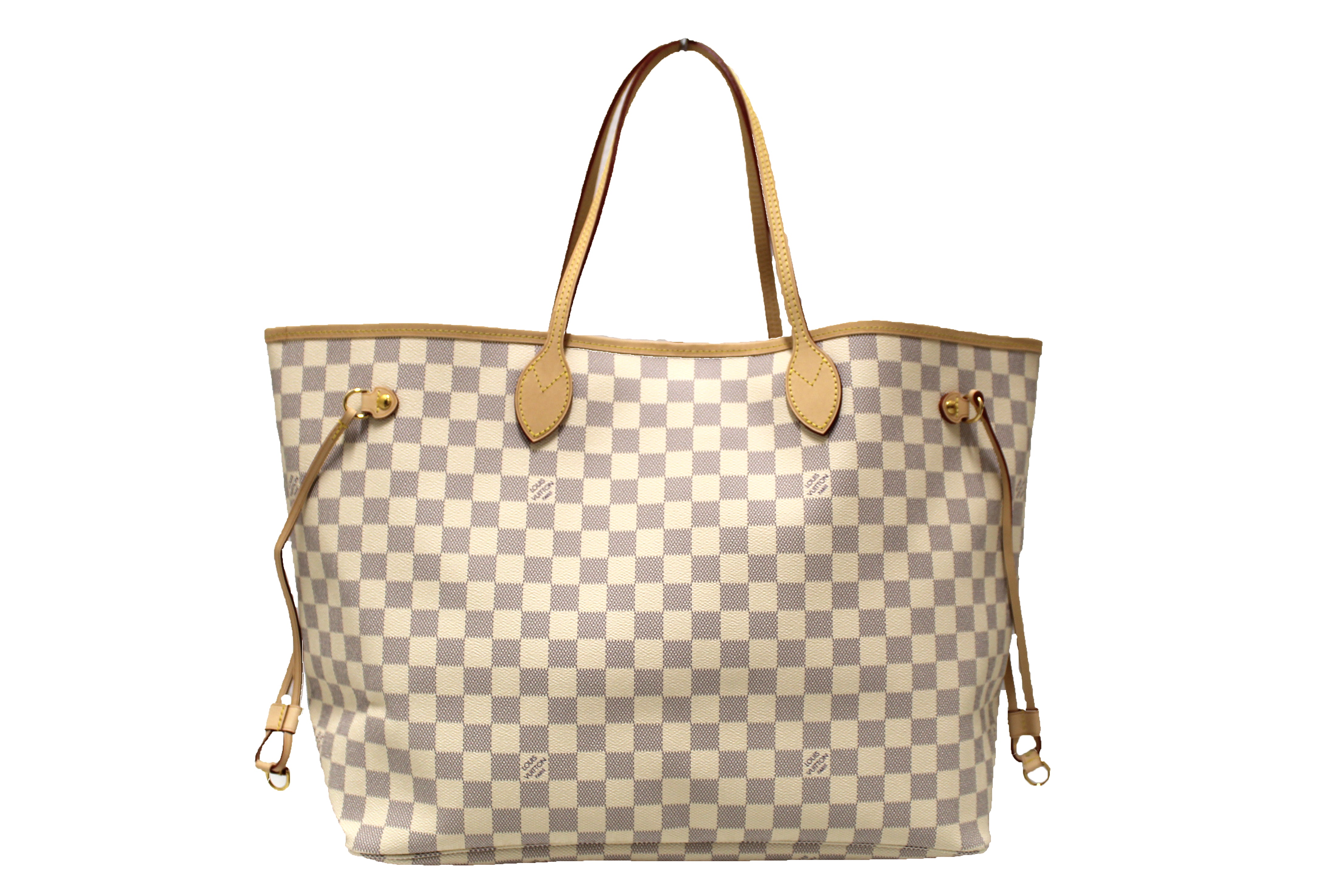 Authentic Louis Vuitton Damier Azur Neverfull PM Shoulder Tote Bag #17923