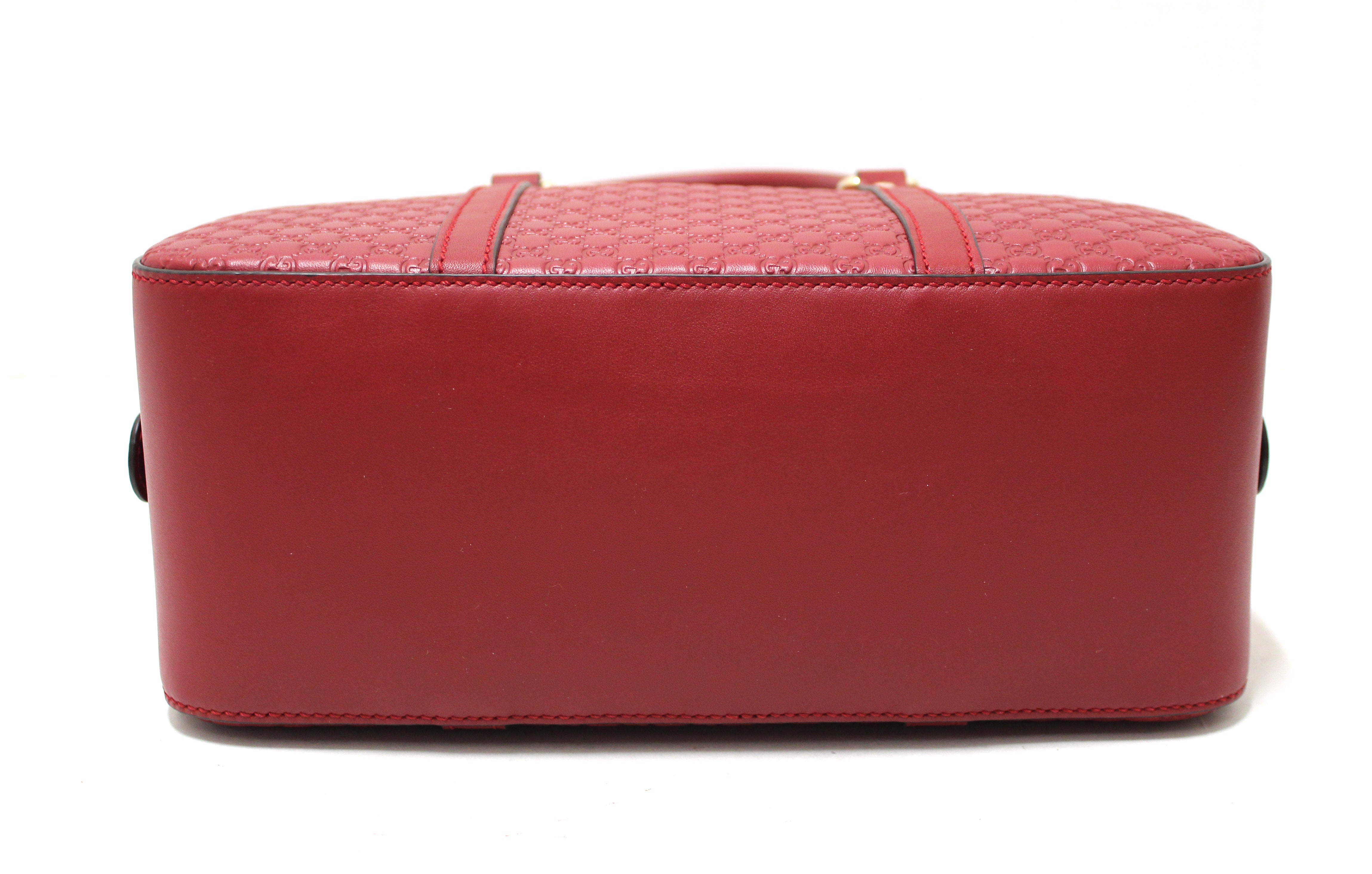 Authentic Gucci Red Pebbled Calfskin Leather Medium Soho Boston