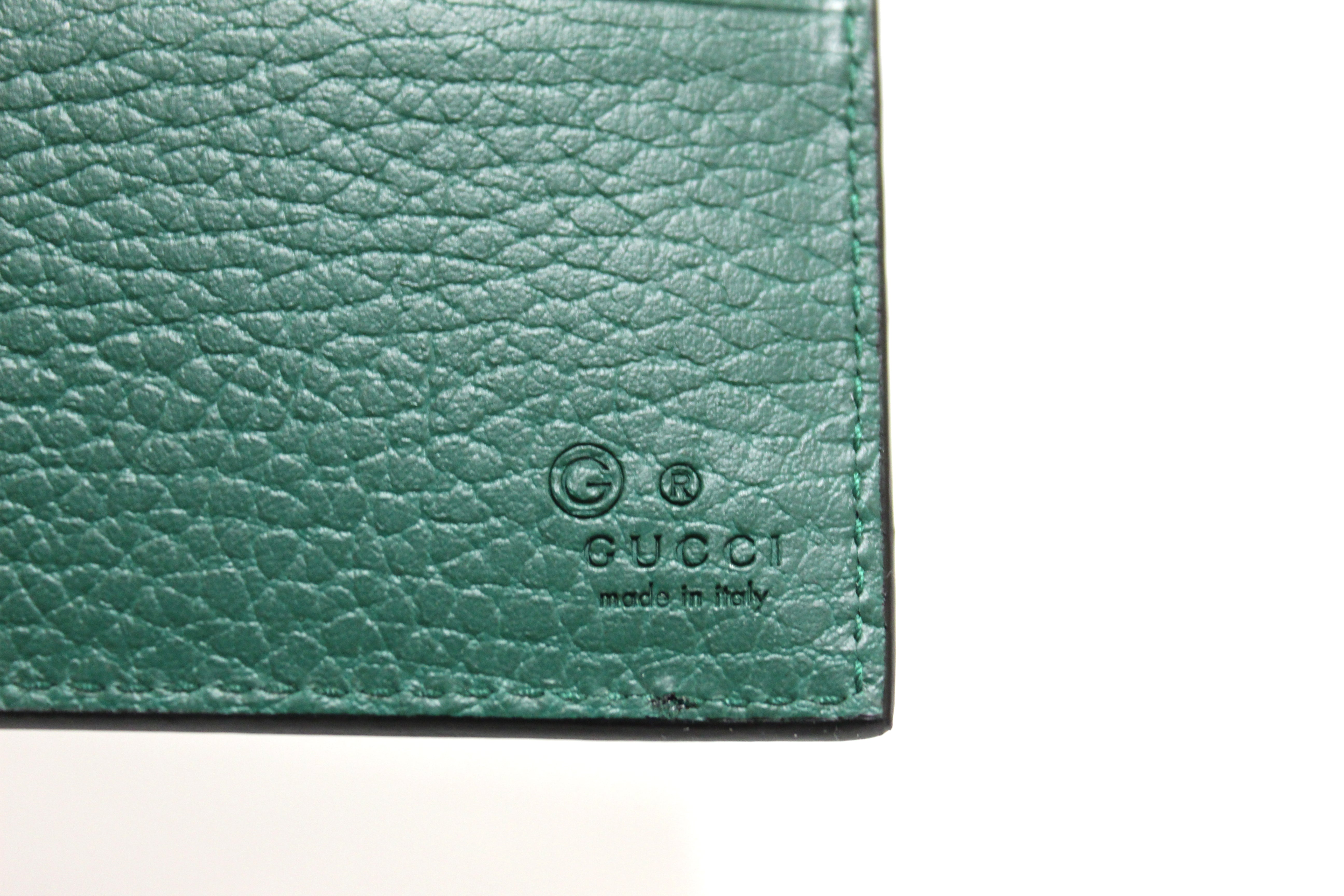 Gucci NIB Black Green Bifold Wallet - Vintage Lux