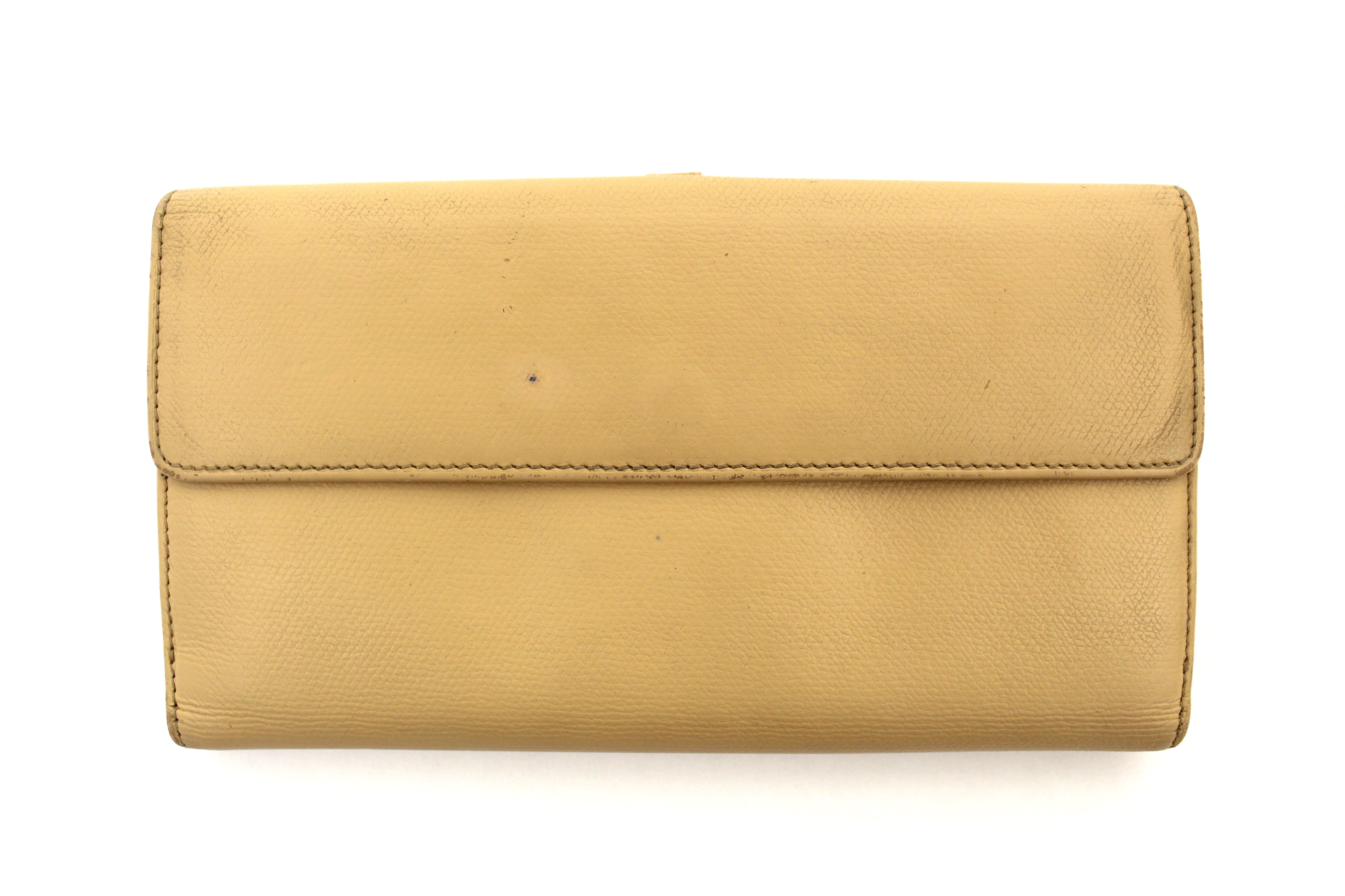 Authentic Chanel Camel Beige Leather Classic Long Wallet