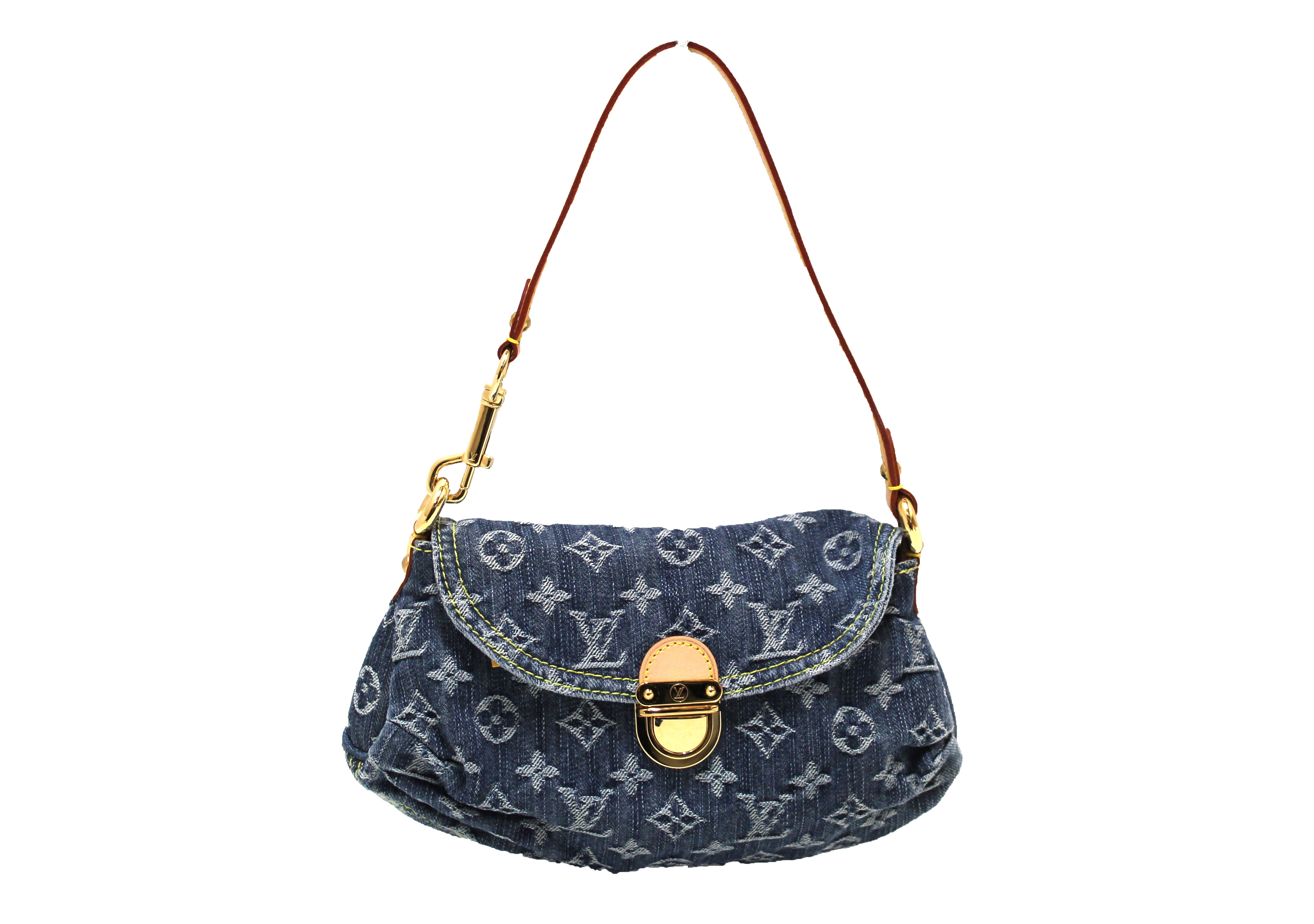 Authentic NEW Louis Vuitton Monogram Blue Denim Mini Pleaty Bag
