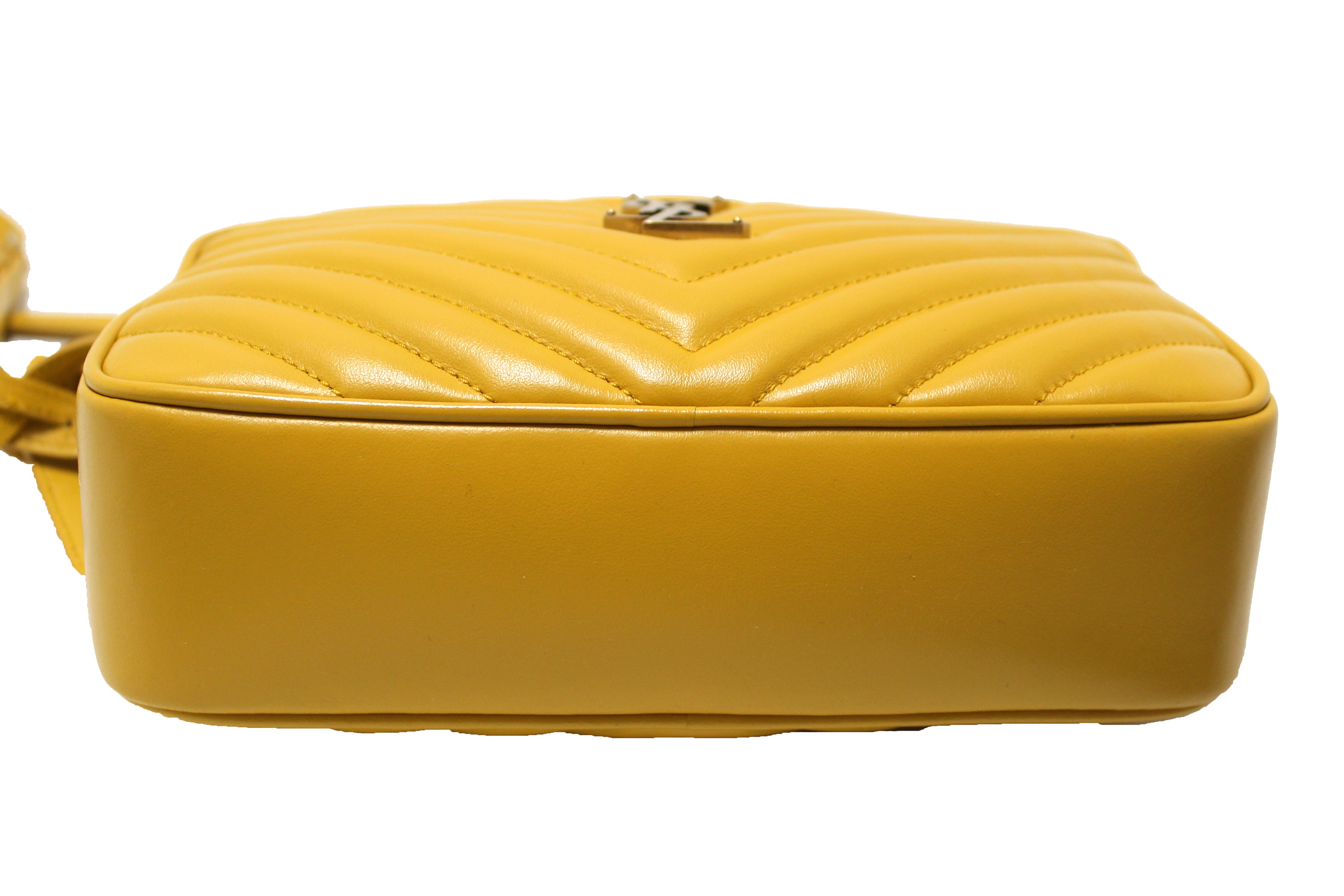 Saint Laurent Lou Mini Leather Camera Bag in Yellow
