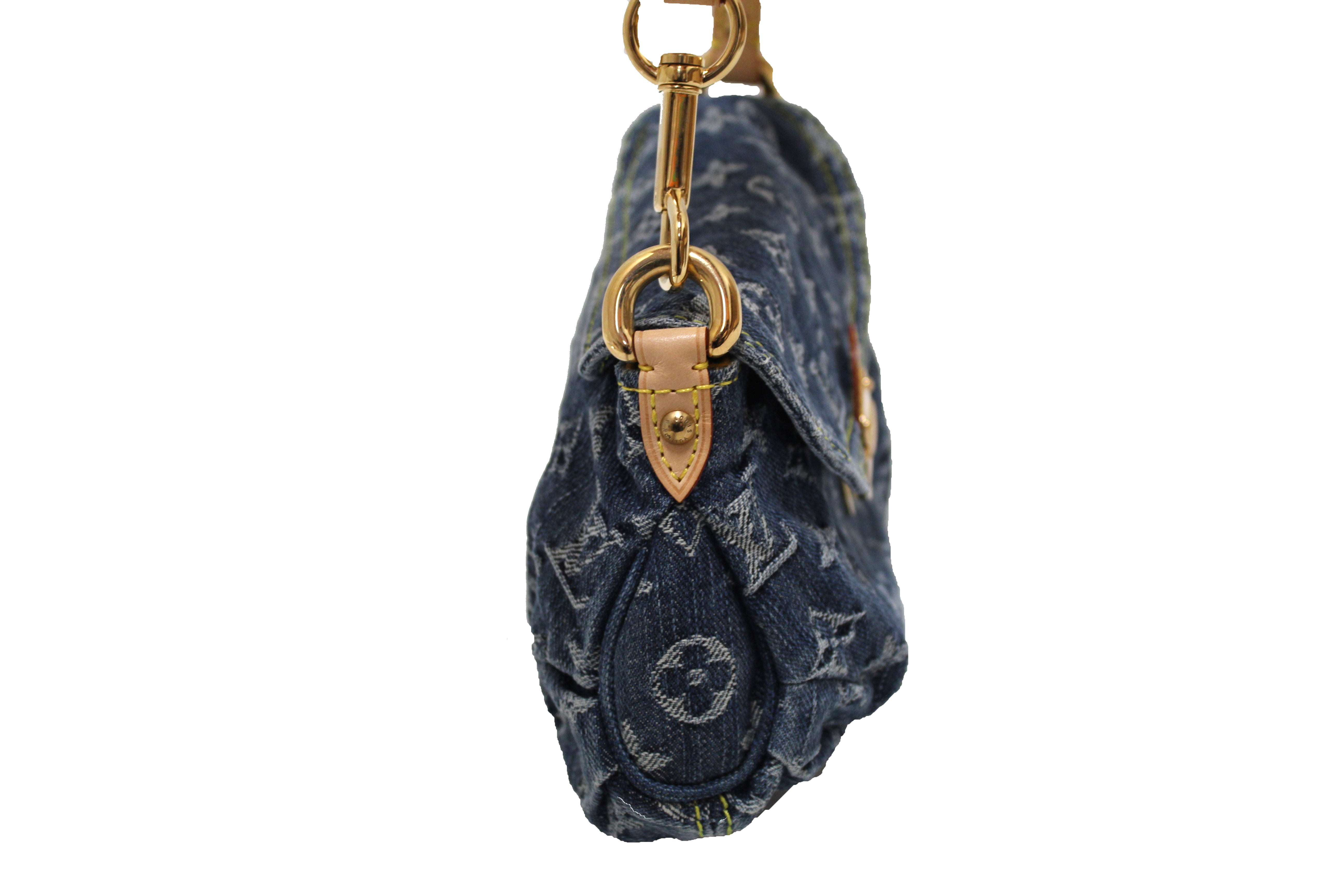 LOUIS VUITTON Monogram Denim Mini Pleaty Shoulder Bag Blue M95332