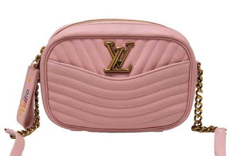 Authentic Louis Vuitton Pink Calfskin New Wave Camera Bag