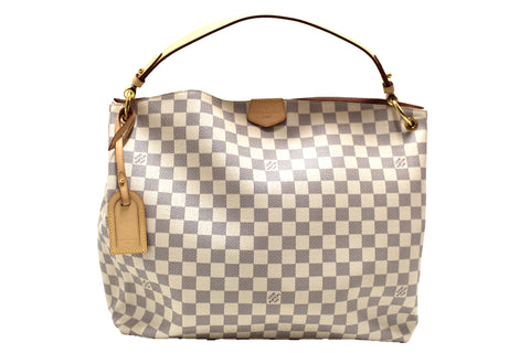 Authentic Louis Vuitton Damier Azur Graceful MM Hobo Shoulder Bag