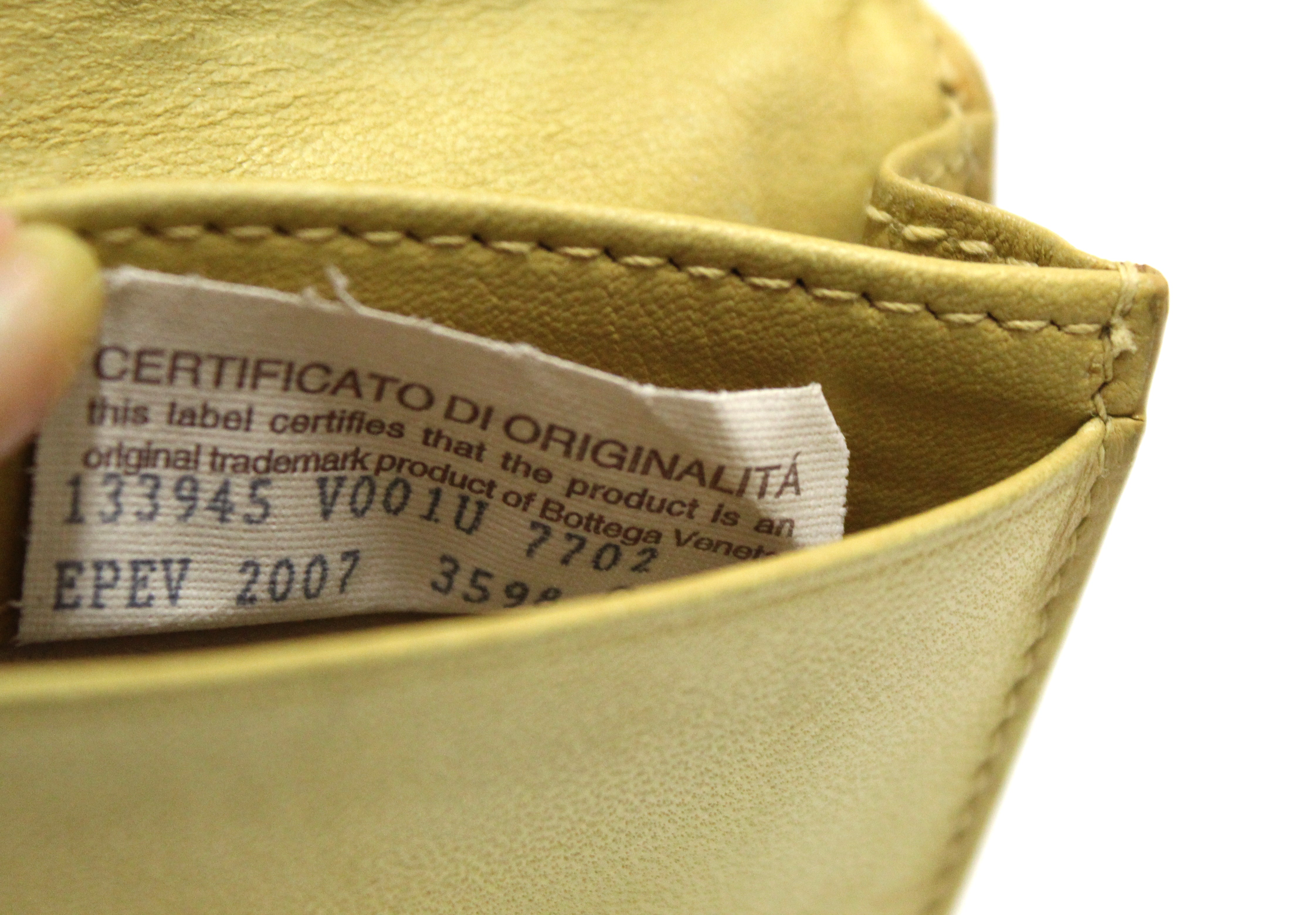 Authentic Bottega Veneta Yellow Nappa Leather Intrecciato Woven Card Case Wallet