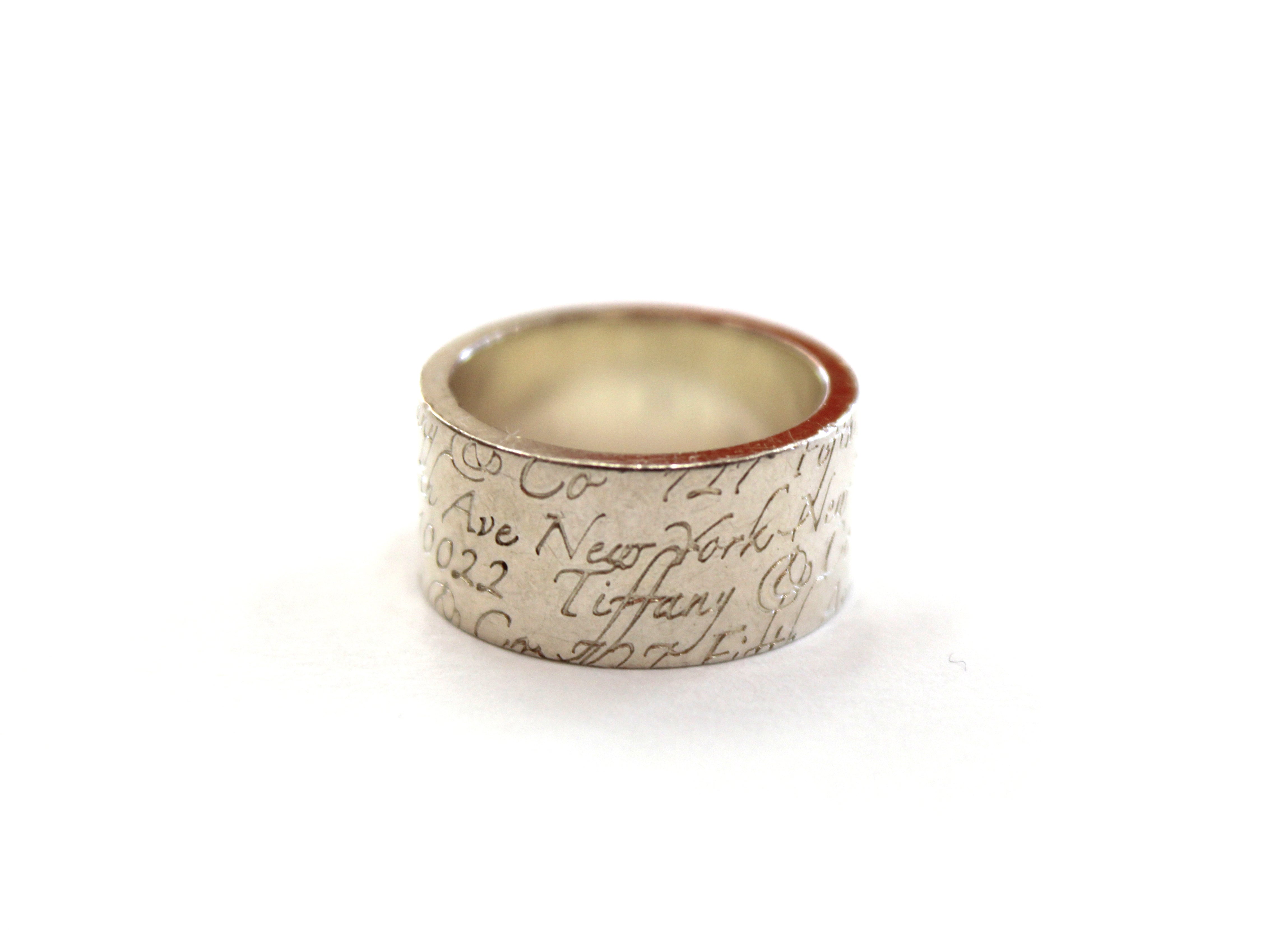 Authentic Tiffany & Co. Sterling Silver Script Notes Band Ring Size 6.5