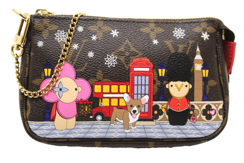 Authentic NEW Louis Vuitton Limited Edition Monogram 2021 Christmas Animation London Mini Pochette Accessories