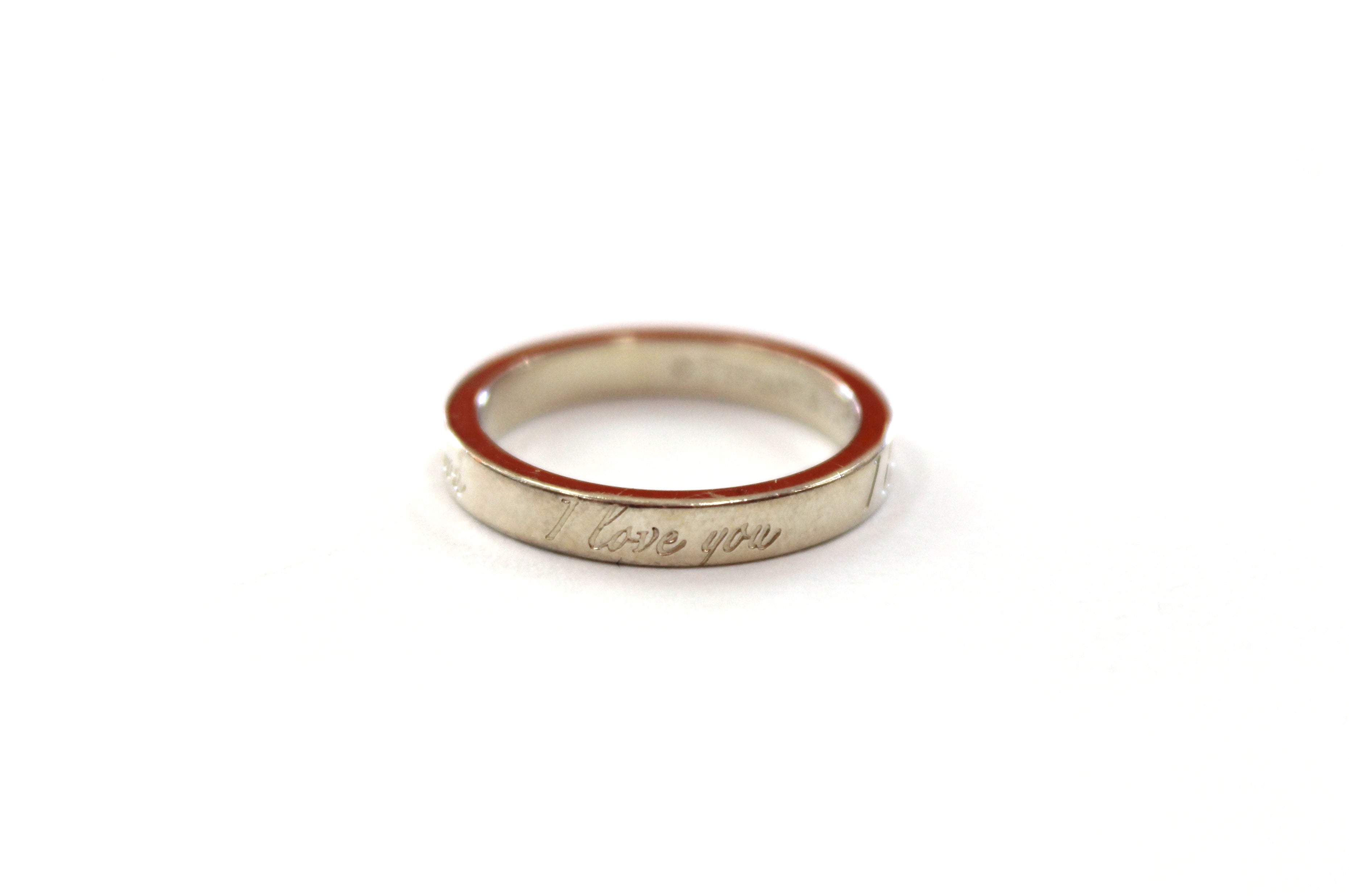 Authentic Tiffany & Co. Sterling Silver I love you script band ring si ...