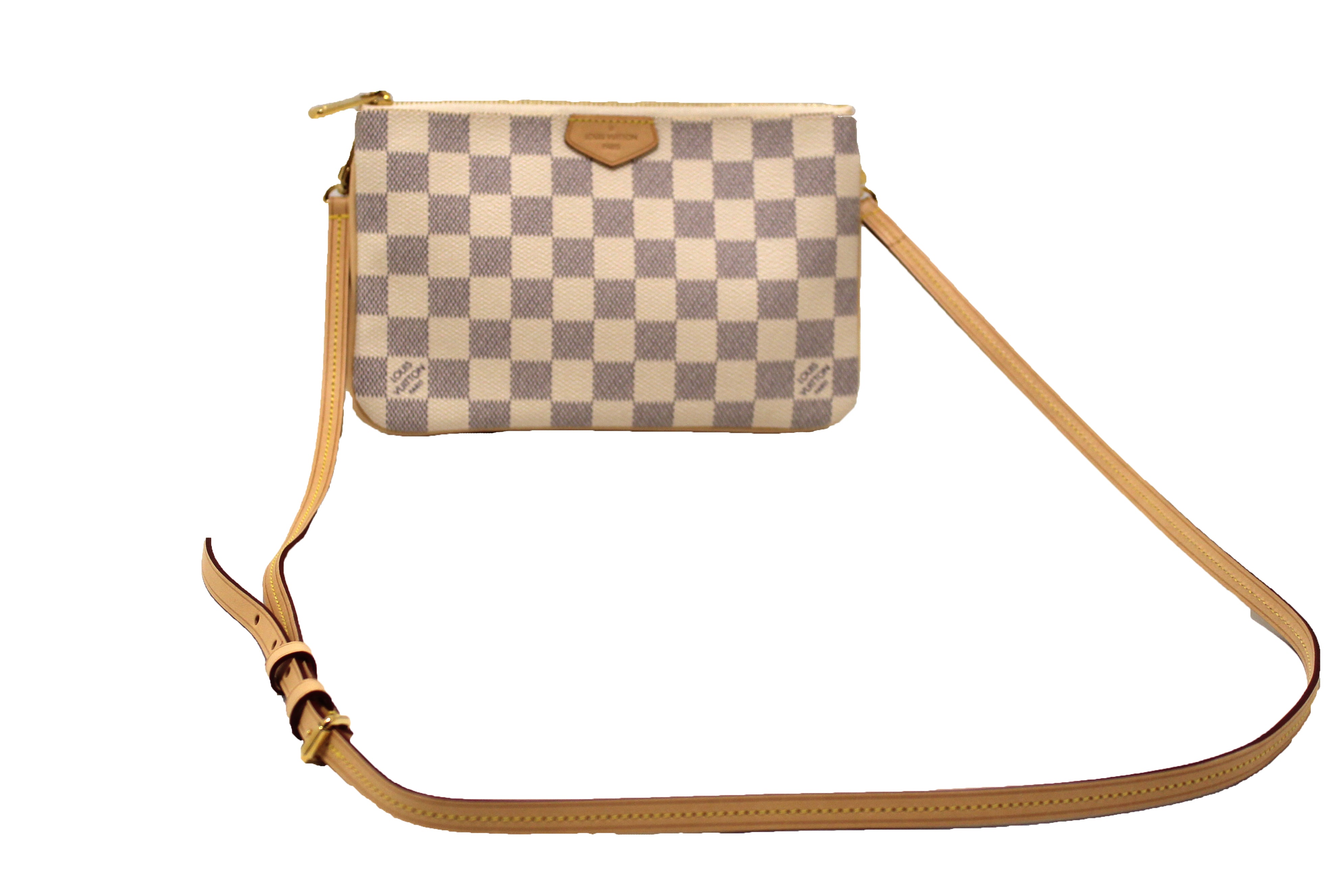 Double Zip Pochette Damier Azur Canvas - Wallets and Small Leather Goods