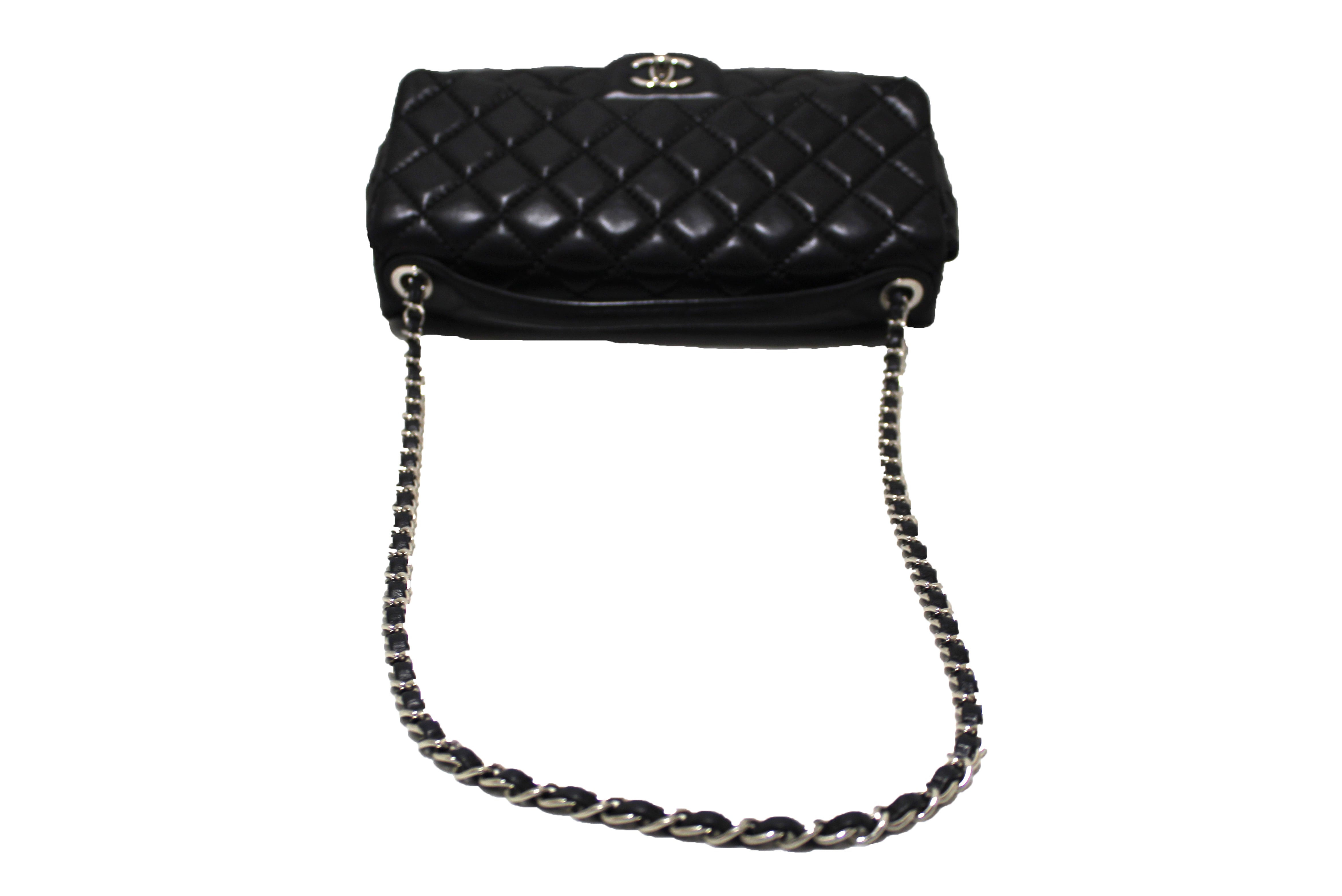 Authentic Chanel Black Quilted Lambskin Easy Carry Jumbo Flap Bag