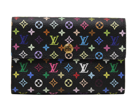 Authentic New Louis Vuitton Black Monogram Multicolor Alexandra Wallet