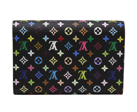 Authentic New Louis Vuitton Black Monogram Multicolor Alexandra Wallet