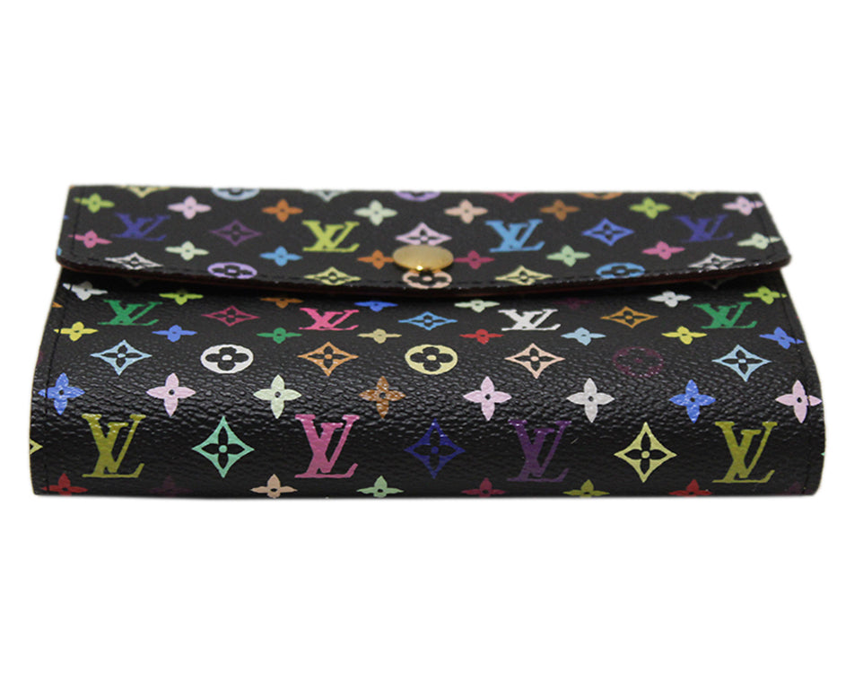 Authentic New Louis Vuitton Black Monogram Multicolor Alexandra Wallet