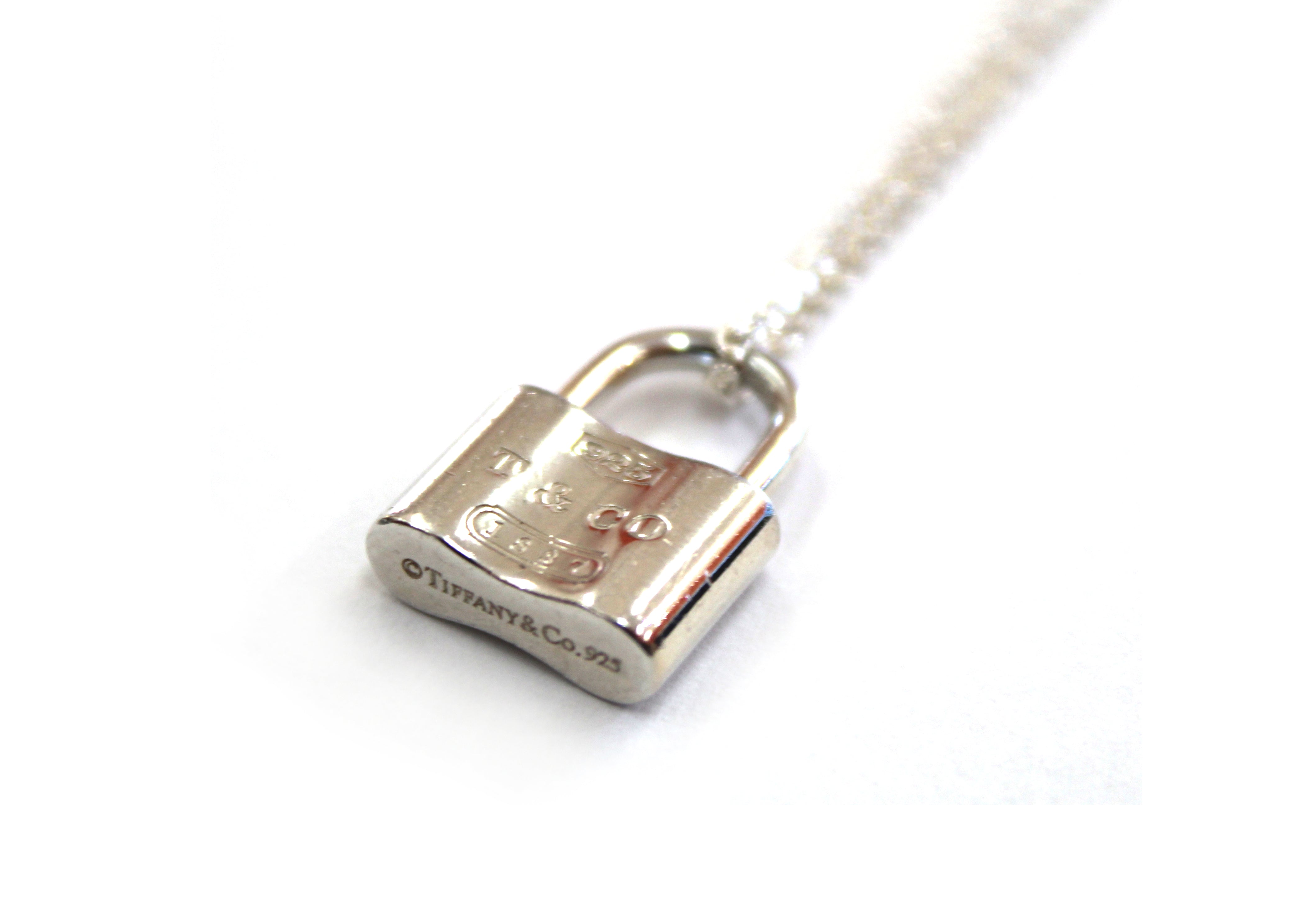 Authentic Tiffany & Co. Sterling Silver Lock Pendant Necklace