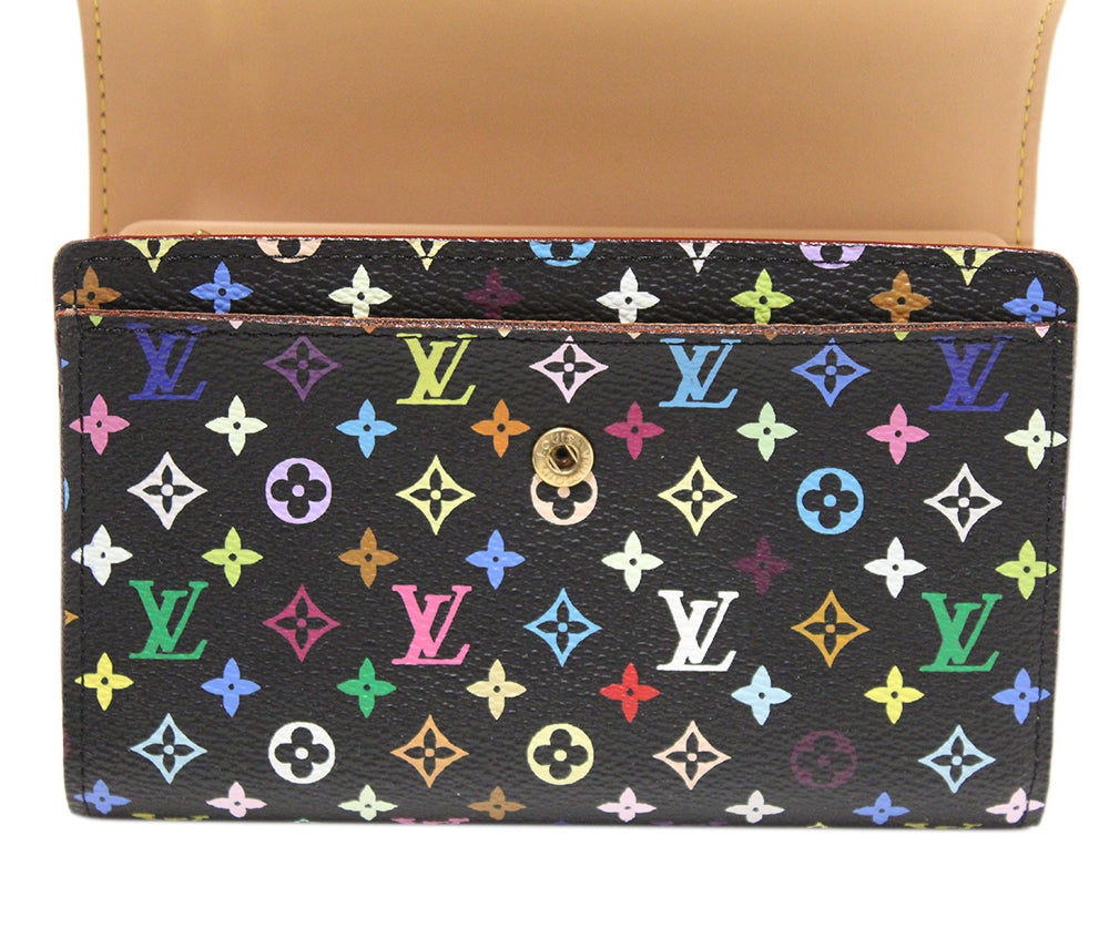 Authentic New Louis Vuitton Black Monogram Multicolor Alexandra Wallet