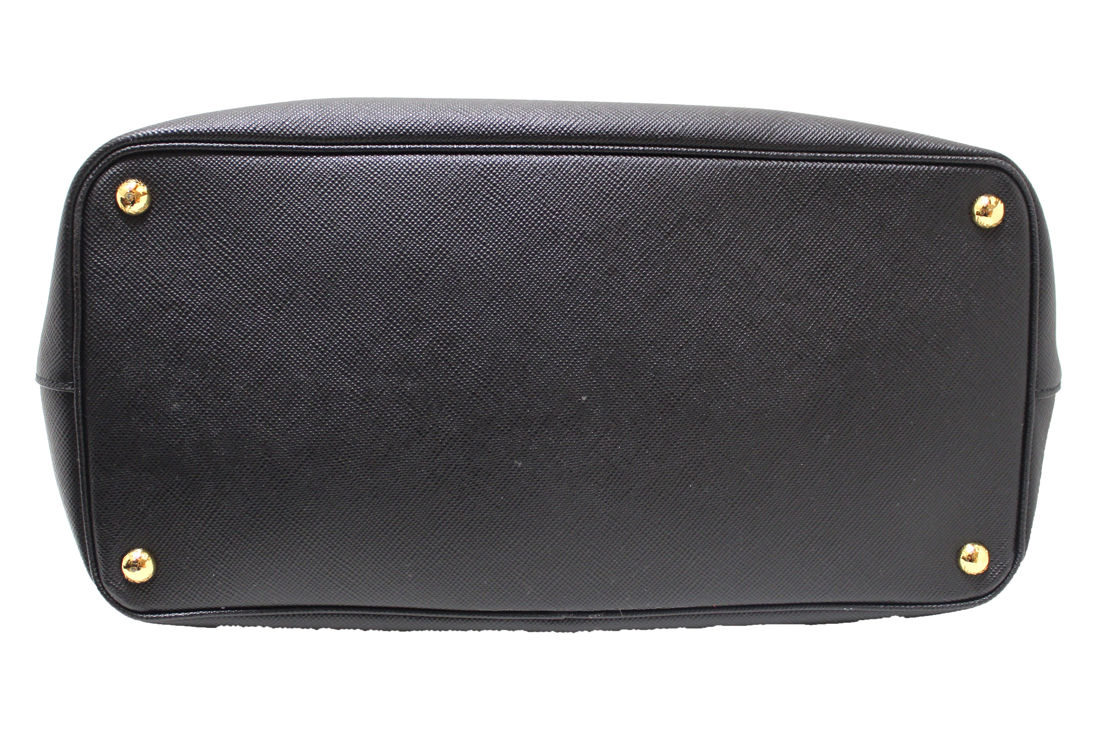 Authentic Prada Black Saffiano Leather Buckle Tote Bag