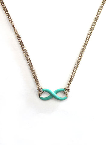 Authentic Tiffany & Co. Sterling Silver 1" Blue Infinity Necklace