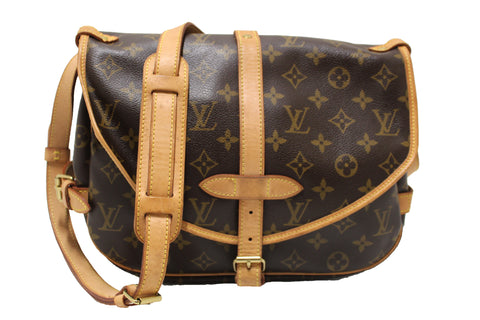 Authentic Louis Vuitton Classic Monogram Canvas Saumur 30 Messenger Bag